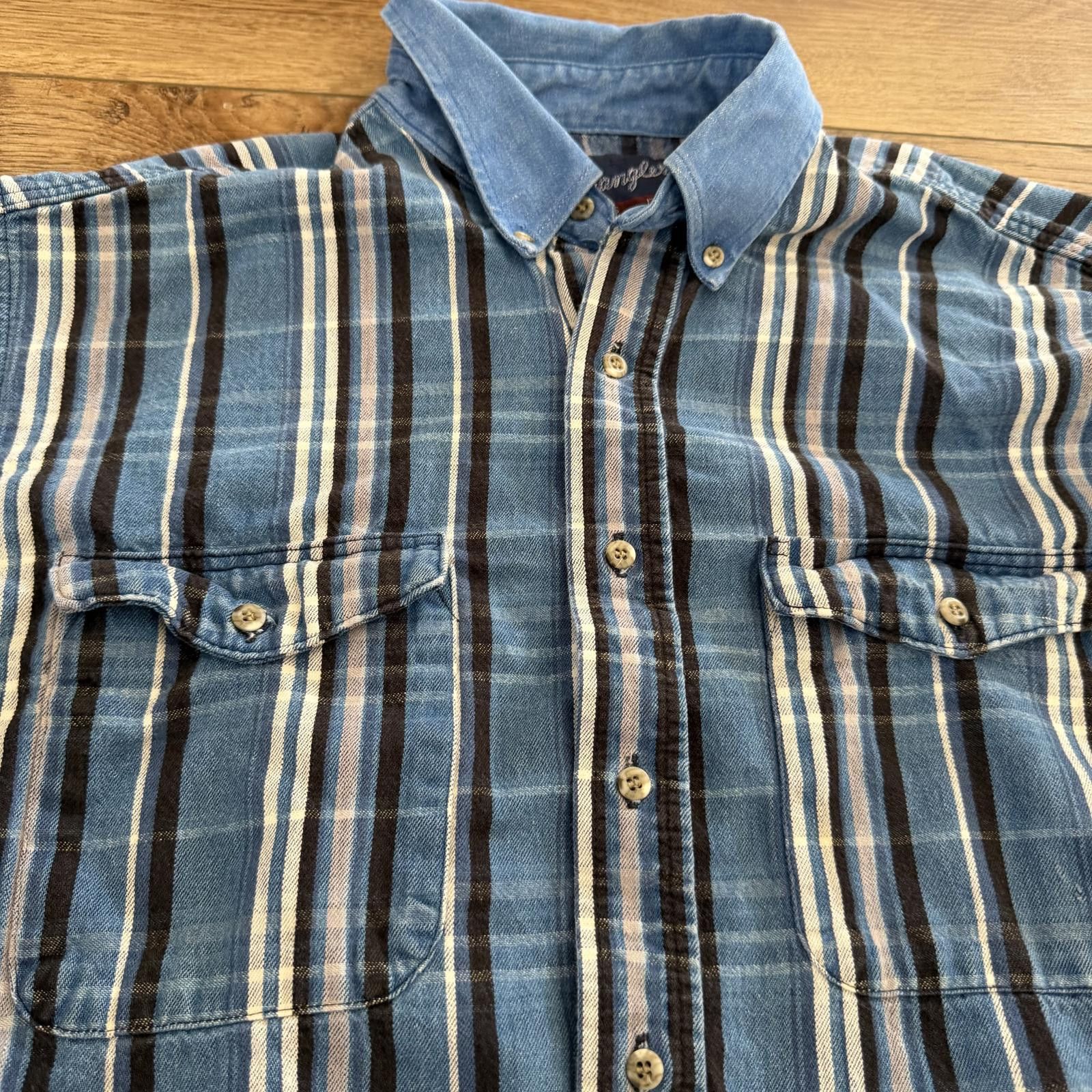 Wrangler Vintage Wrangler Western Denim Brushpopper Shirt Cowboy Size US XL / EU 56 / 4 - 2 Thumbnail