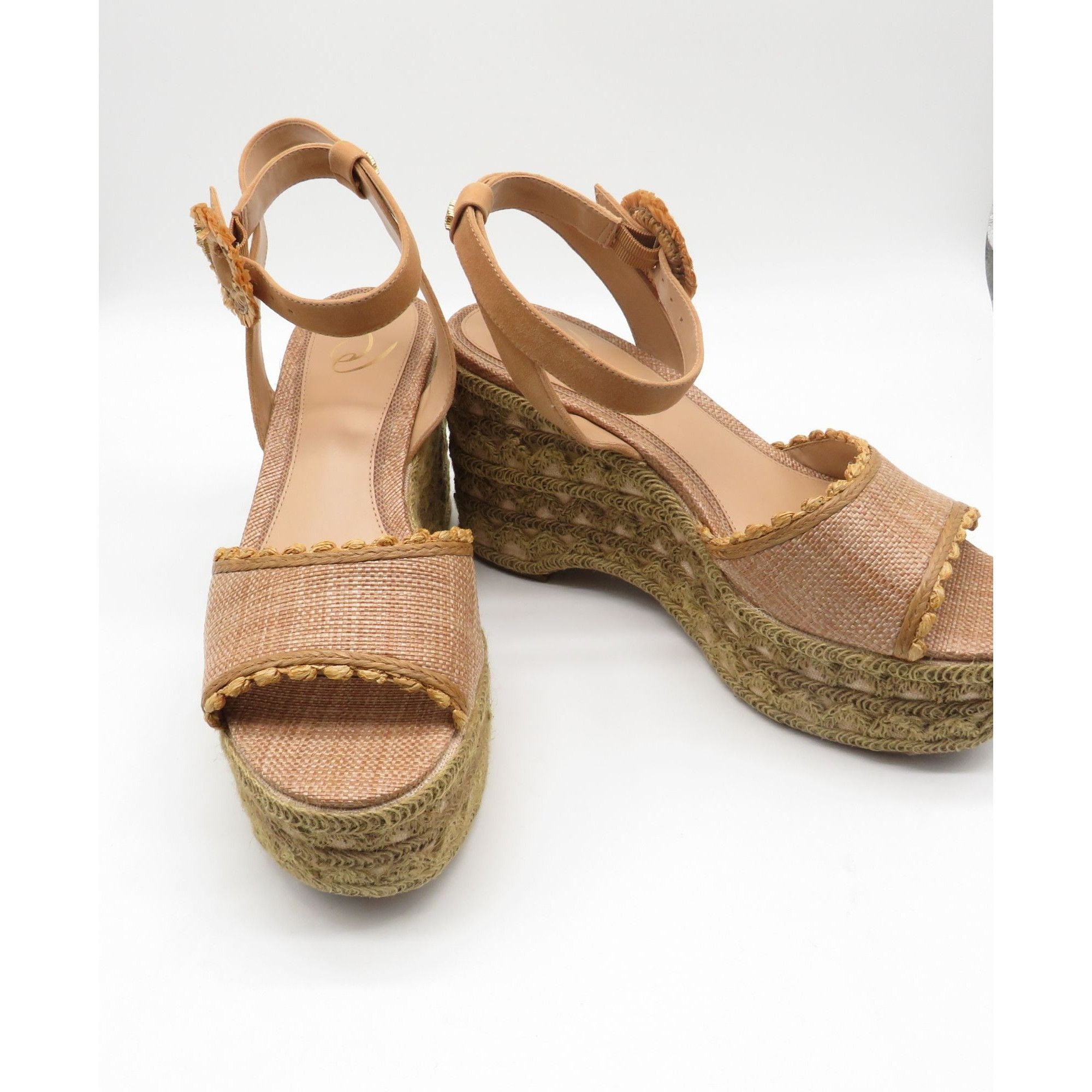 Sam Edelman Sam Edelman Amber Tan Raffia Suede Platform Wedge Sandals US Size US 10 / IT 40 - 4 Thumbnail