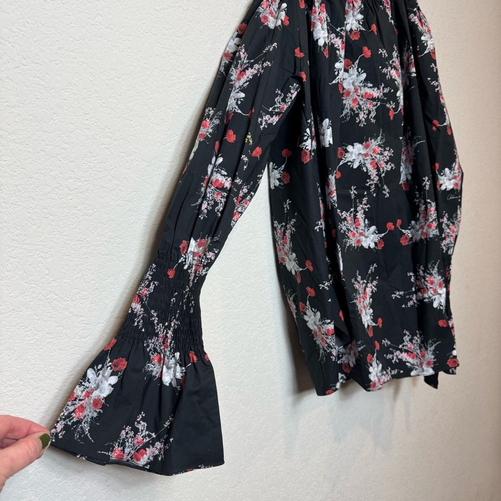Adam Lippes Adam Lippes Off The Shoulder Poplin Black/Poppy sz M New USA Size M / US 6-8 / IT 42-44 - 9 Thumbnail