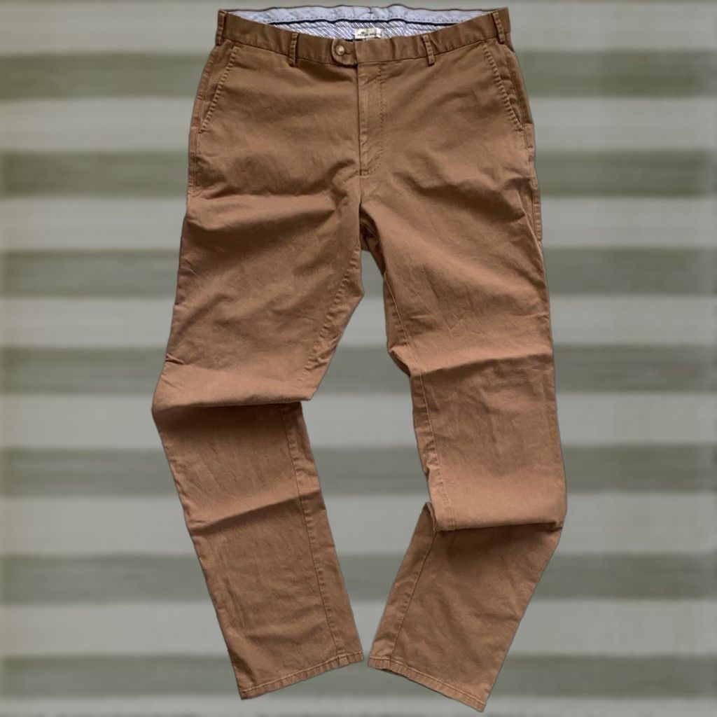 Peter Millar Peter Millar Men’s Flat Front Pants Twill 38x35 Brown Cotton Blend Regular Straight Chino N/A Size US 38 / EU 54 - 1 Thumbnail