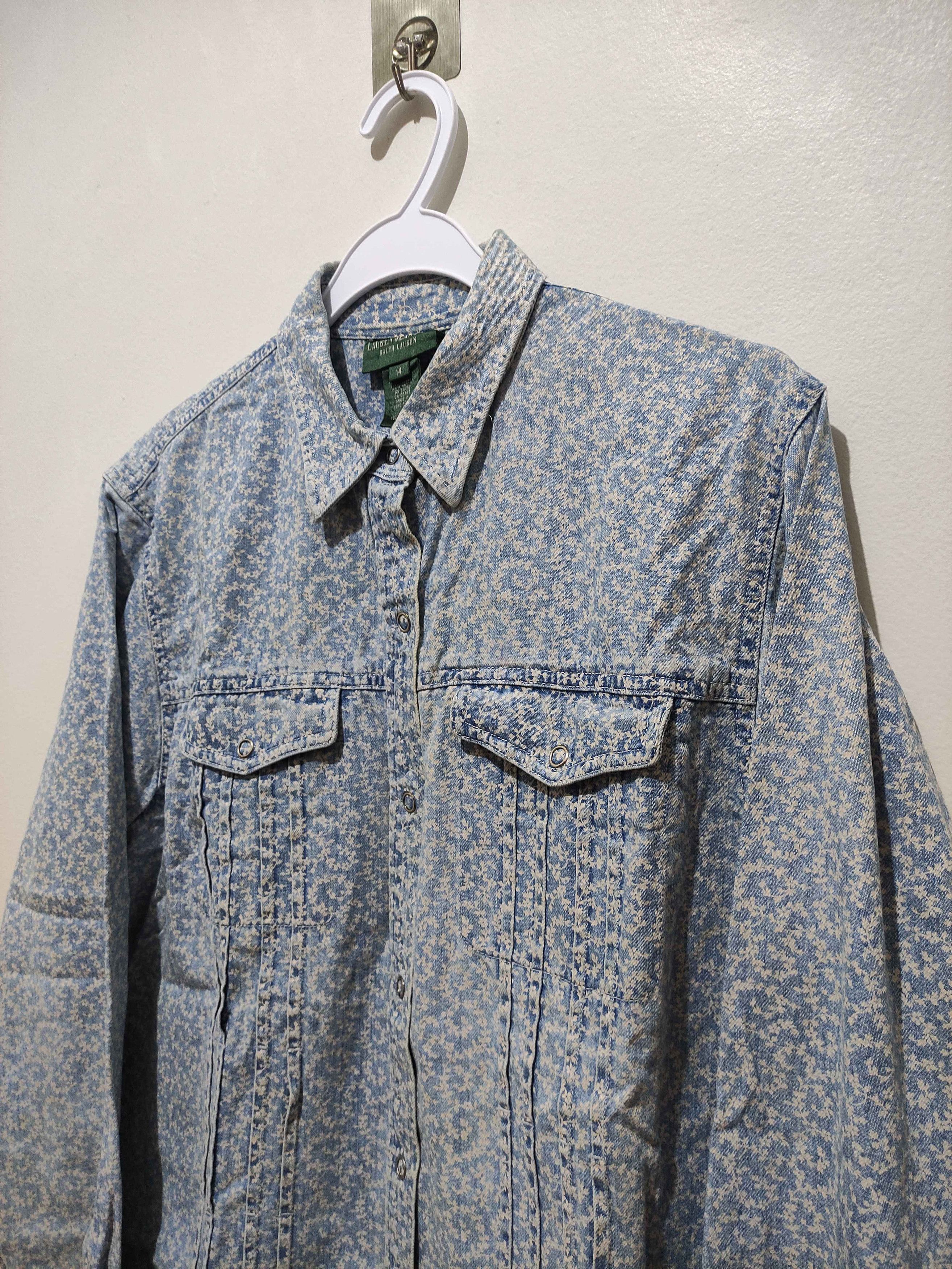 Ralph Lauren Y2k Ralph Lauren Blue Floral Denim Western Shirt Size S / US 4 / IT 40 - 11 Thumbnail