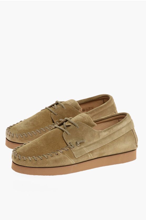 image of Isabel Marant Front Lace-Up Fastening Suede Loafers in Brown, Men's (Size 7)
