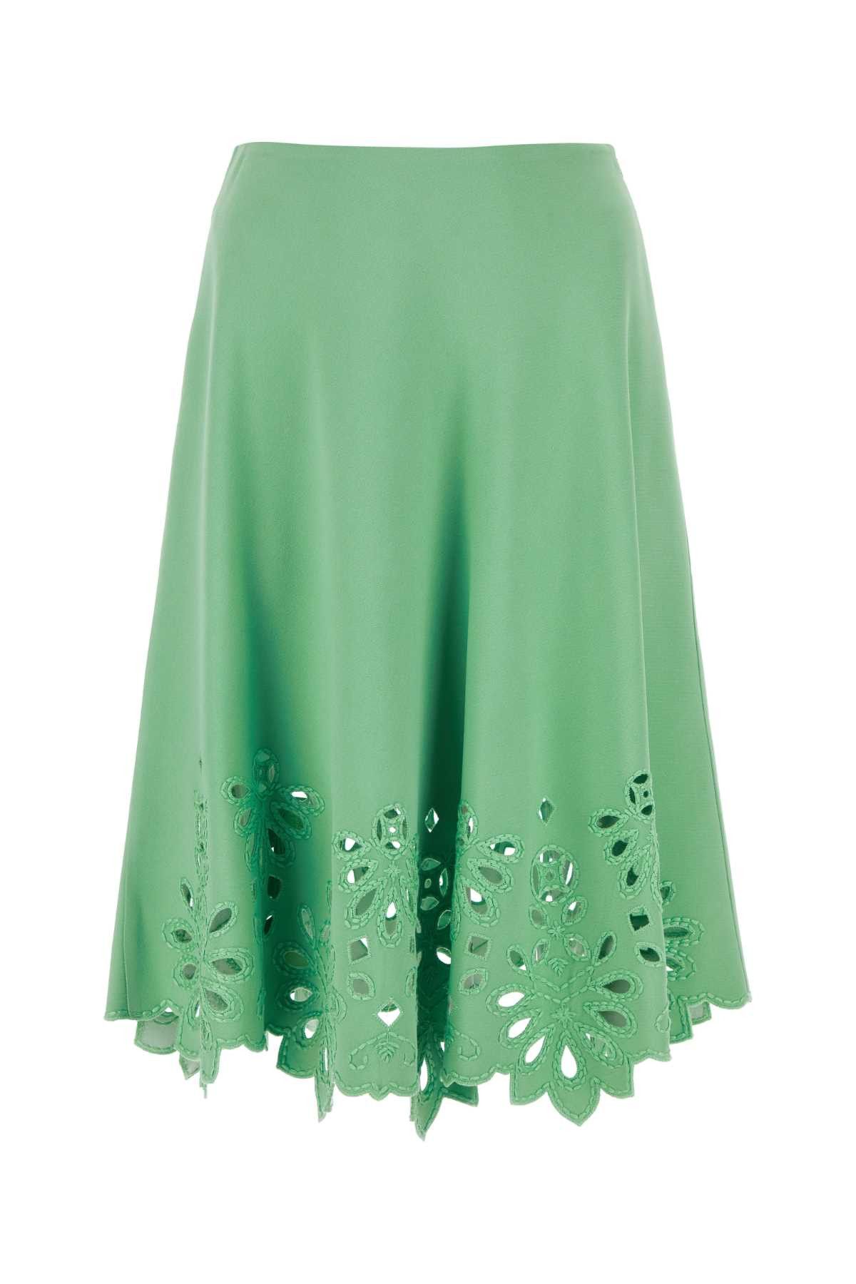 image of Ermanno Scervino Green Cady Skirt, Women's (Size 28)