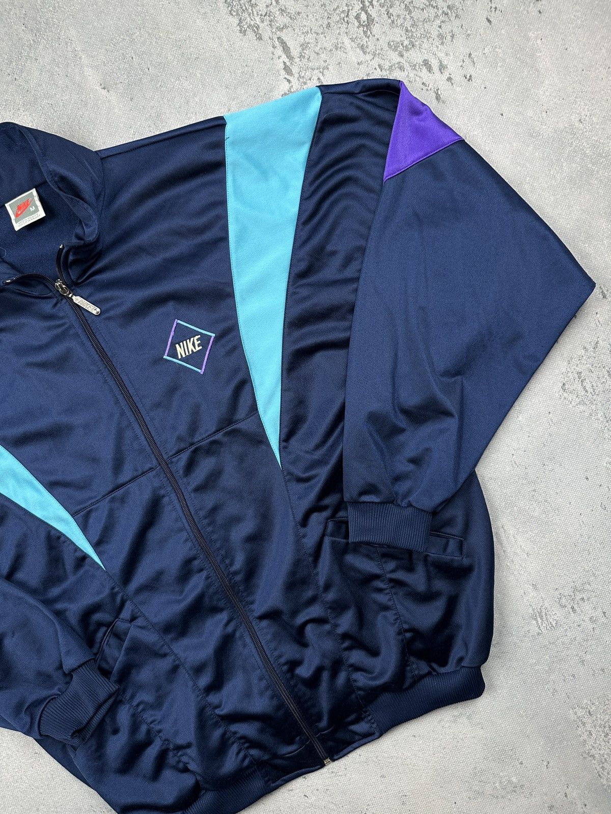 Nike Vintage Nike Sport Track Jacket 80s/90s Navy Teal Purple y2k Size US M / EU 48-50 / 2 - 5 Thumbnail