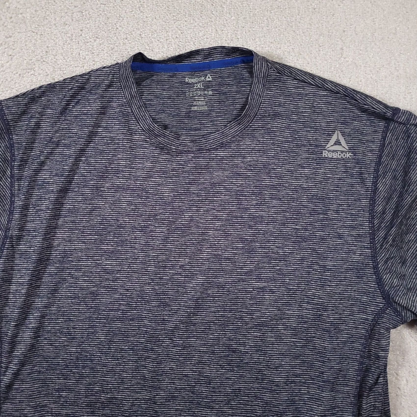 Reebok Reebok Activewear Shirt 2XL Blue Gray Polyester Reflective Short Sleeve Mens T Size US XXL / EU 58 / 5 - 3 Thumbnail