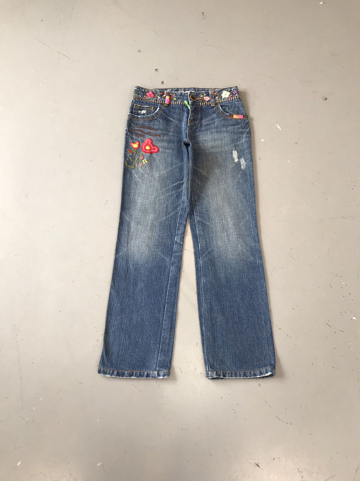 Vintage Y2K Style Flower 🌹 Embroidery Straight Fit denim Size 36" / US 14 / IT 50 - 2 Thumbnail