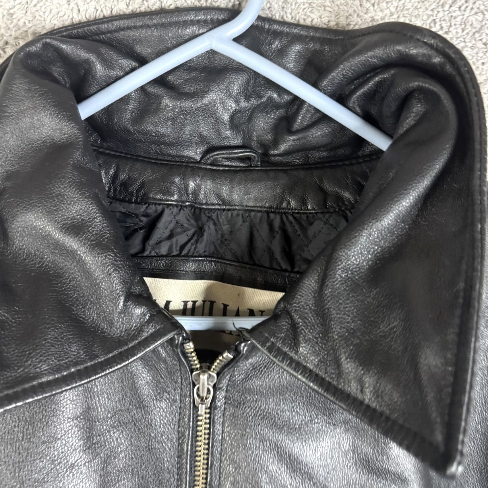 Vintage M. Julian Jacket Mens XL Black Leather Full Zip Motorcycle Wilsons Lined Size US XL / EU 56 / 4 - 6 Thumbnail