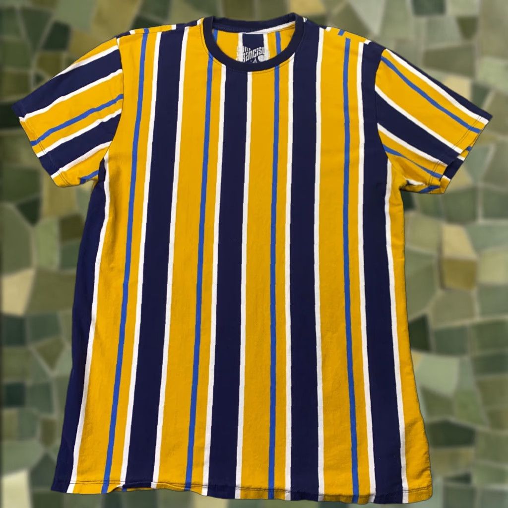 Vintage San Francisco Work Shirt Slim Fit Mens Large Yellow Striped T-Shirt Size US L / EU 52-54 / 3 - 1 Thumbnail