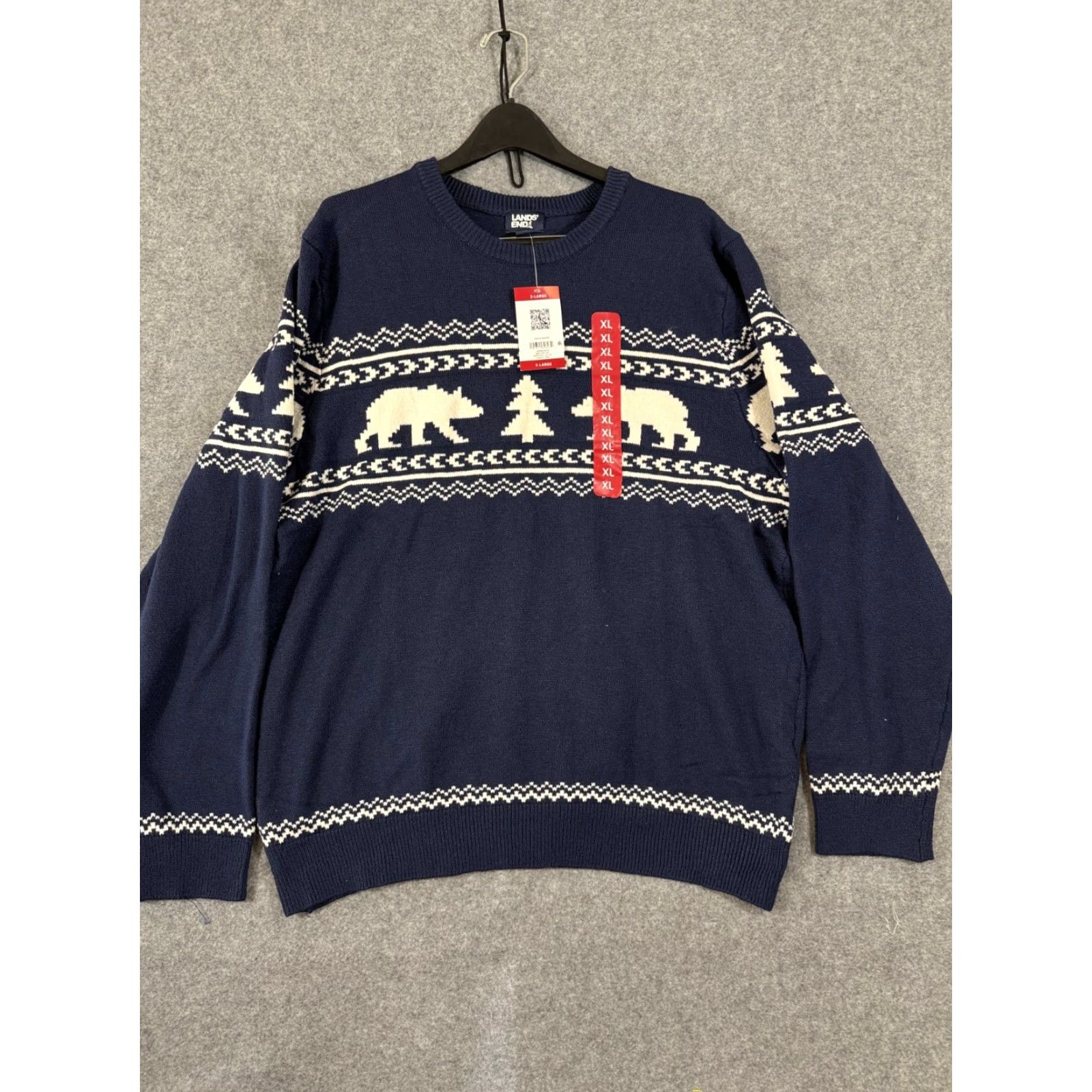 Lands' End Lands' End Sweater Mens XL 46-48 Blue Fair Isle Polar Bear Holiday Crew Neck NWT Size US XL / EU 56 / 4 - 3 Thumbnail