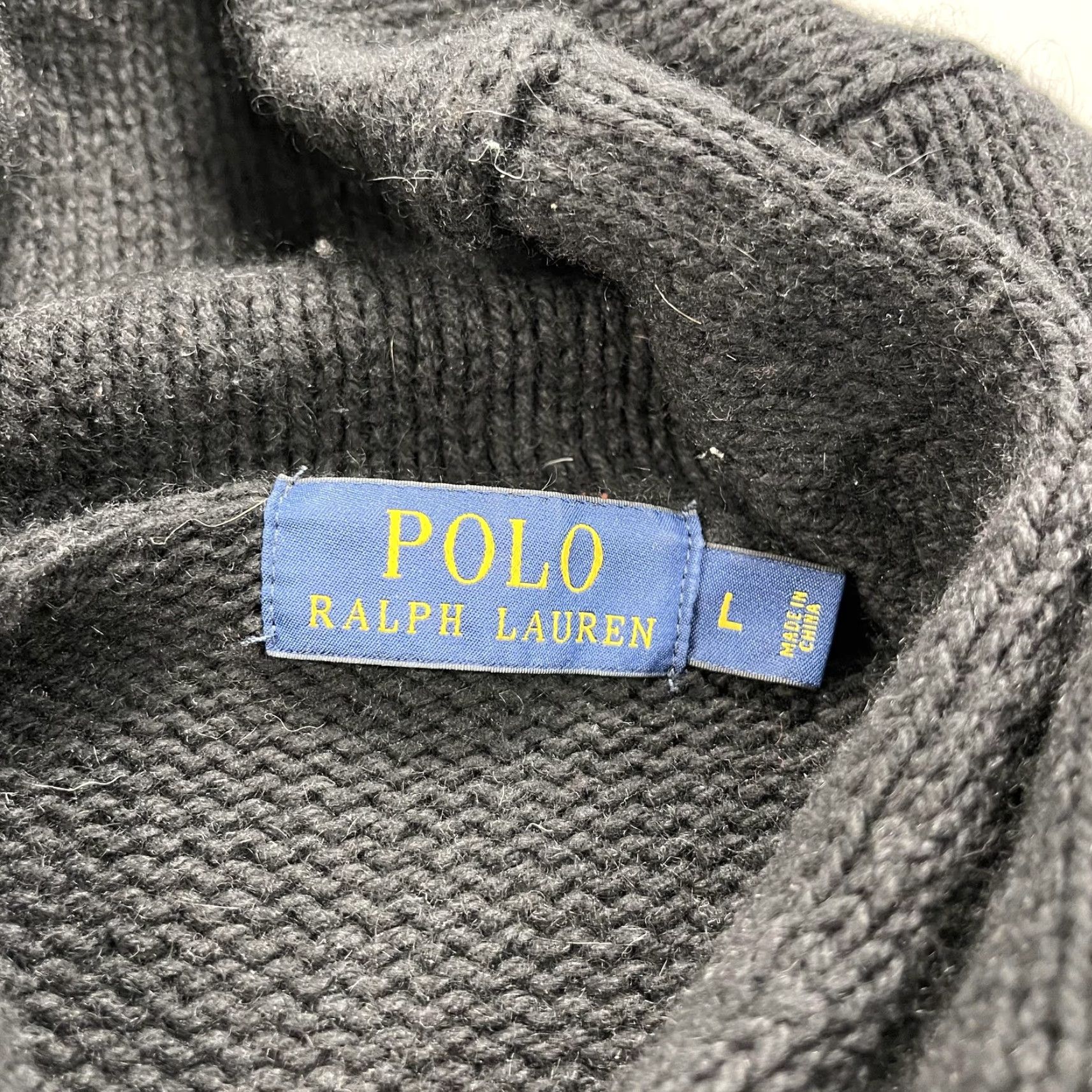 Polo Ralph Lauren Polo Ralph Lauren Sweater Mens Large Black Fair Isle 1/4 Zip Mock Neck Knit Size US L / EU 52-54 / 3 - 6 Thumbnail