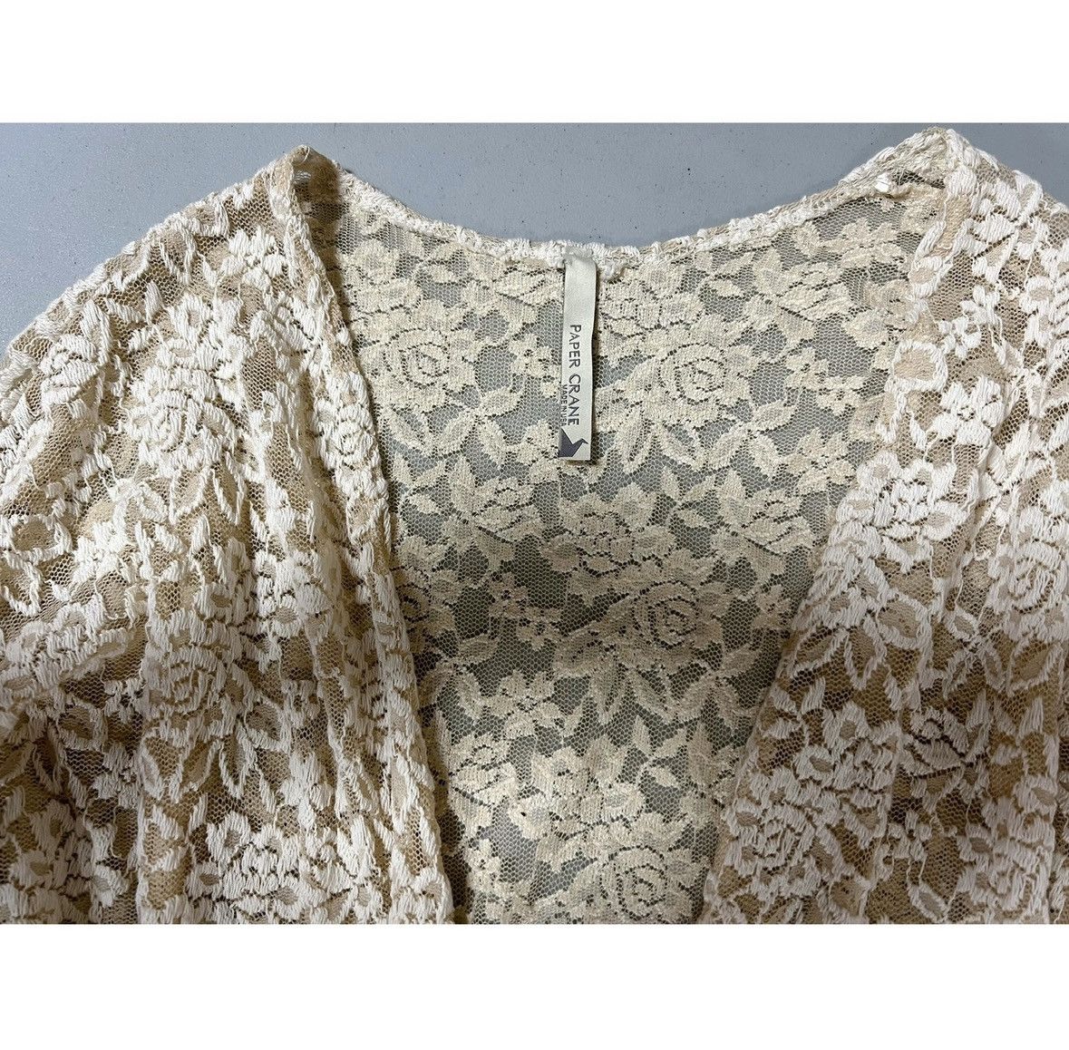 Paper Planes Paper Crane Cream Floral Lace Cardigan Sweater Size S 🤍✨ Size S / US 4 / IT 40 - 8 Thumbnail