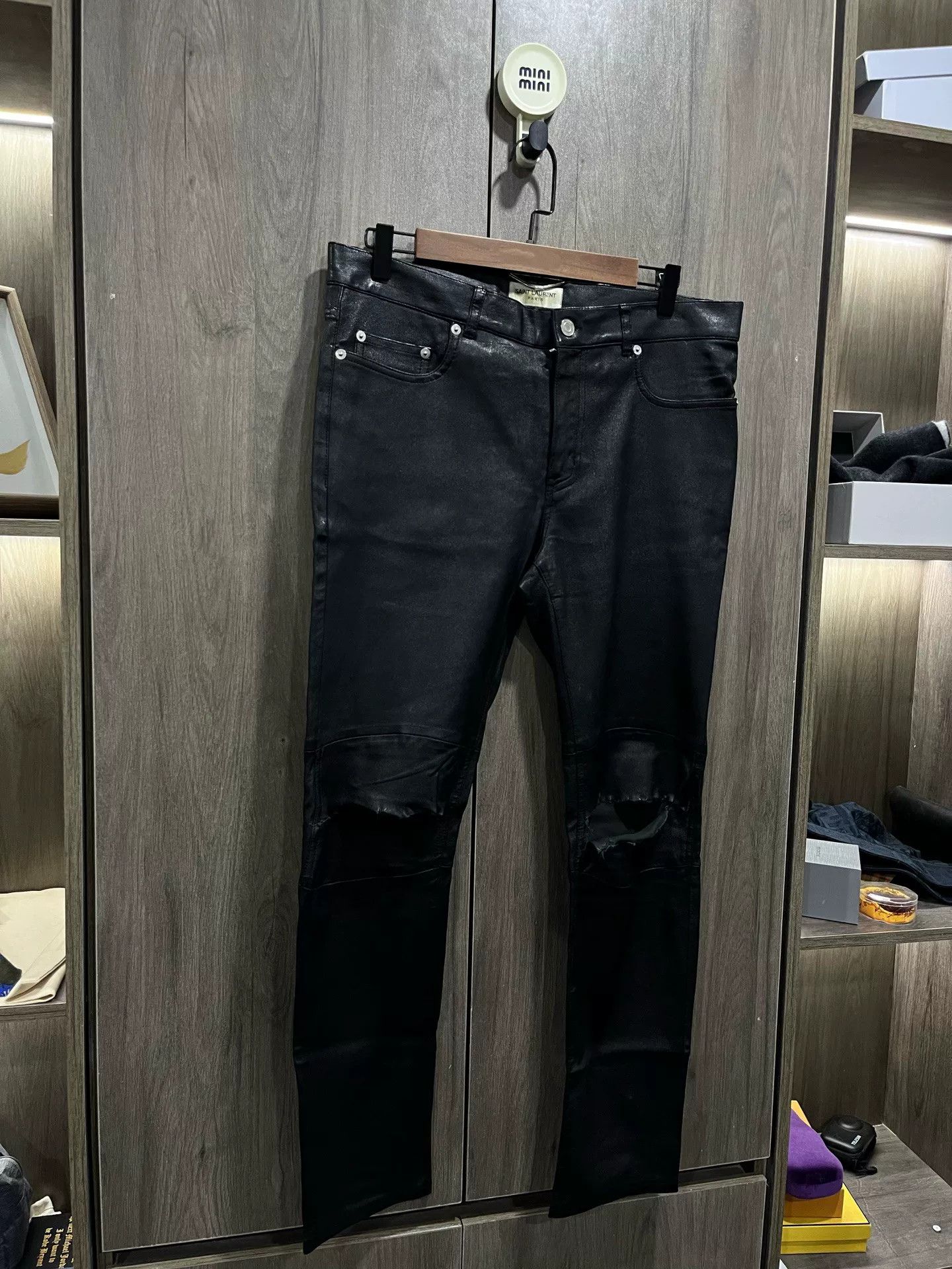 Saint Laurent Paris Saint Laurent Distressed Leather Pants Size US 34 / EU 50 - 4 Thumbnail