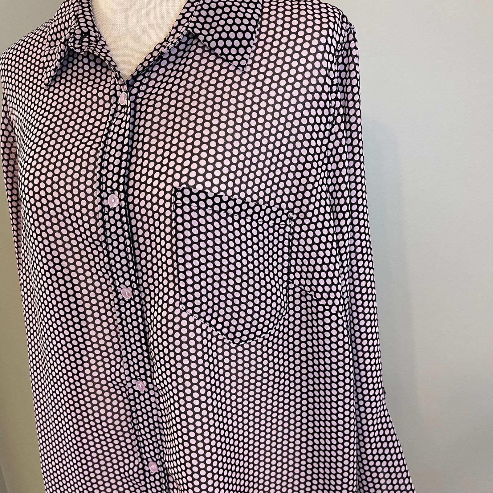 Nanette Lepore Nanette Lepore Tab Sleeve Semi Sheer Button Front Shirt, 2X Size XXL / US 16-18 / IT 52-54 - 4 Thumbnail