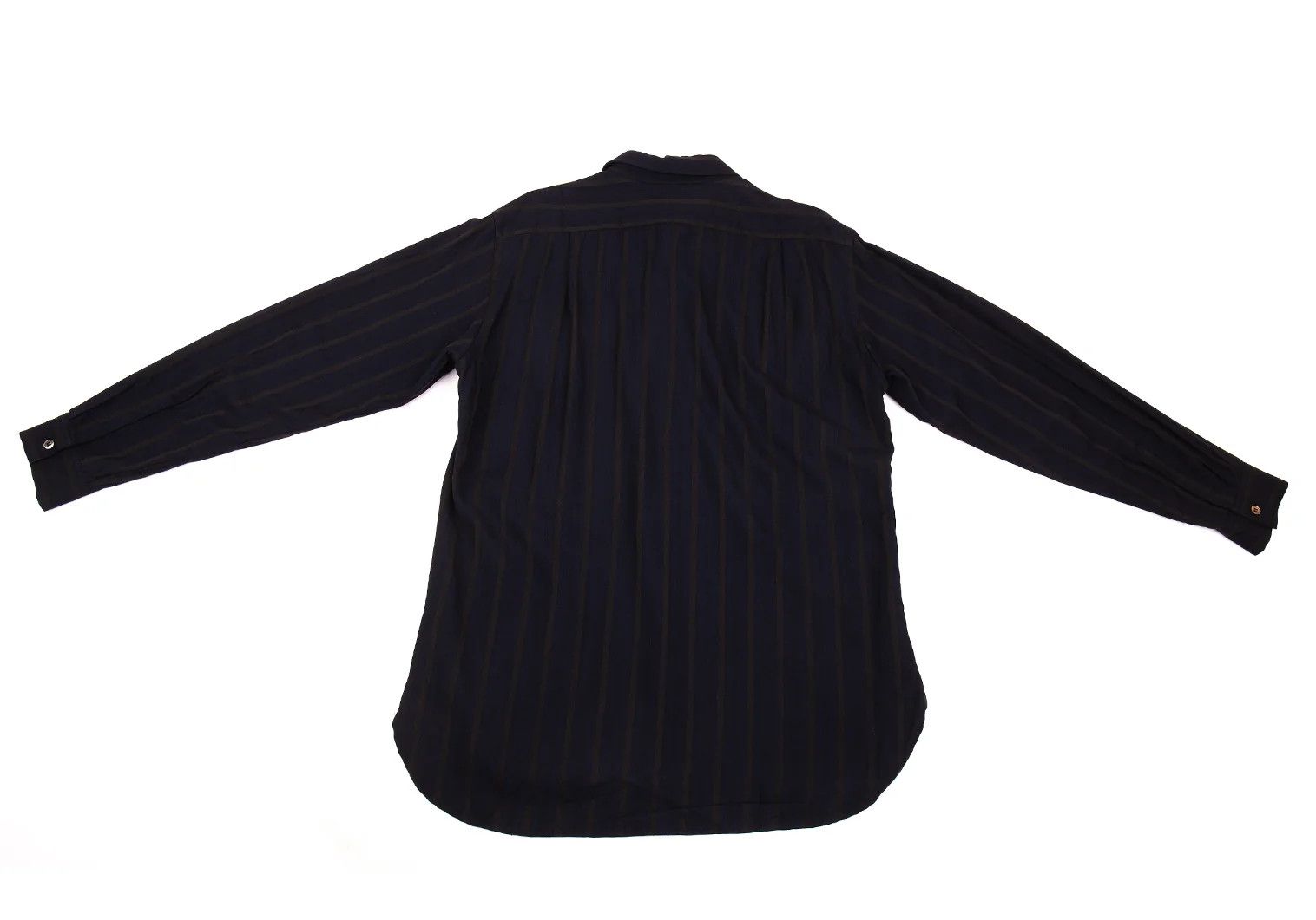 Yohji Yamamoto Yohji Yamamoto Wool Rayon Stripe Shirt Navy Brown M Size US M / EU 48-50 / 2 - 14 Thumbnail