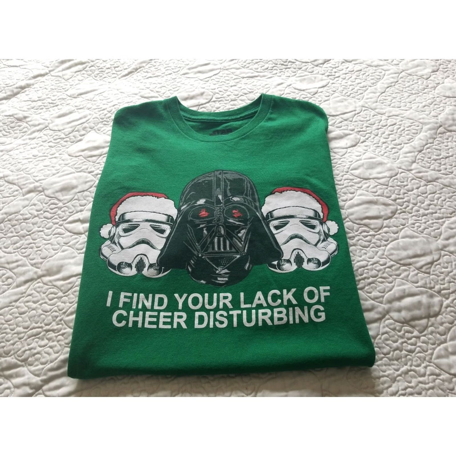 Star Wars VINTAGE Star Wars Darth Vader I Find Your Lack of Cheer Disturbing Christmas T-Shirt M Green Mens Graphic Tee Size US M / EU 48-50 / 2 - 2 Thumbnail