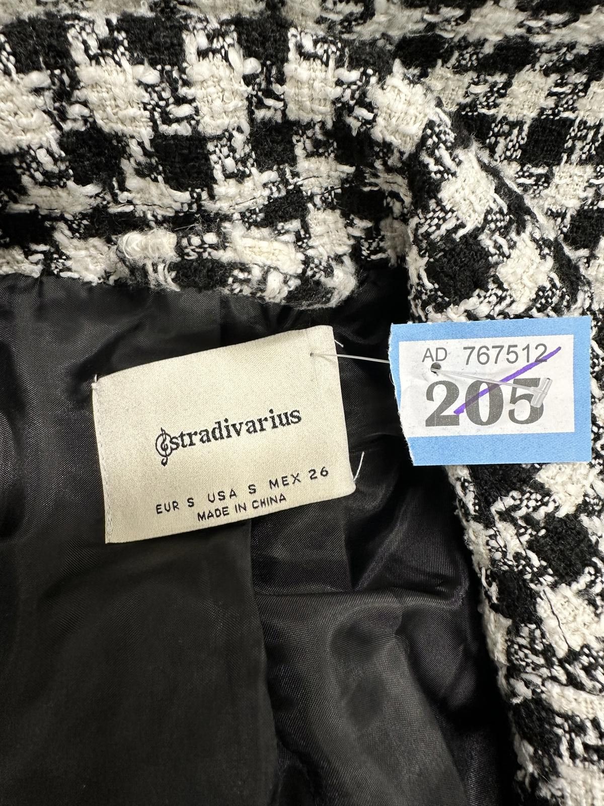 Other Stradivarius Women's Black and White Checkered Coat Size S / US 4 / IT 40 - 4 Thumbnail