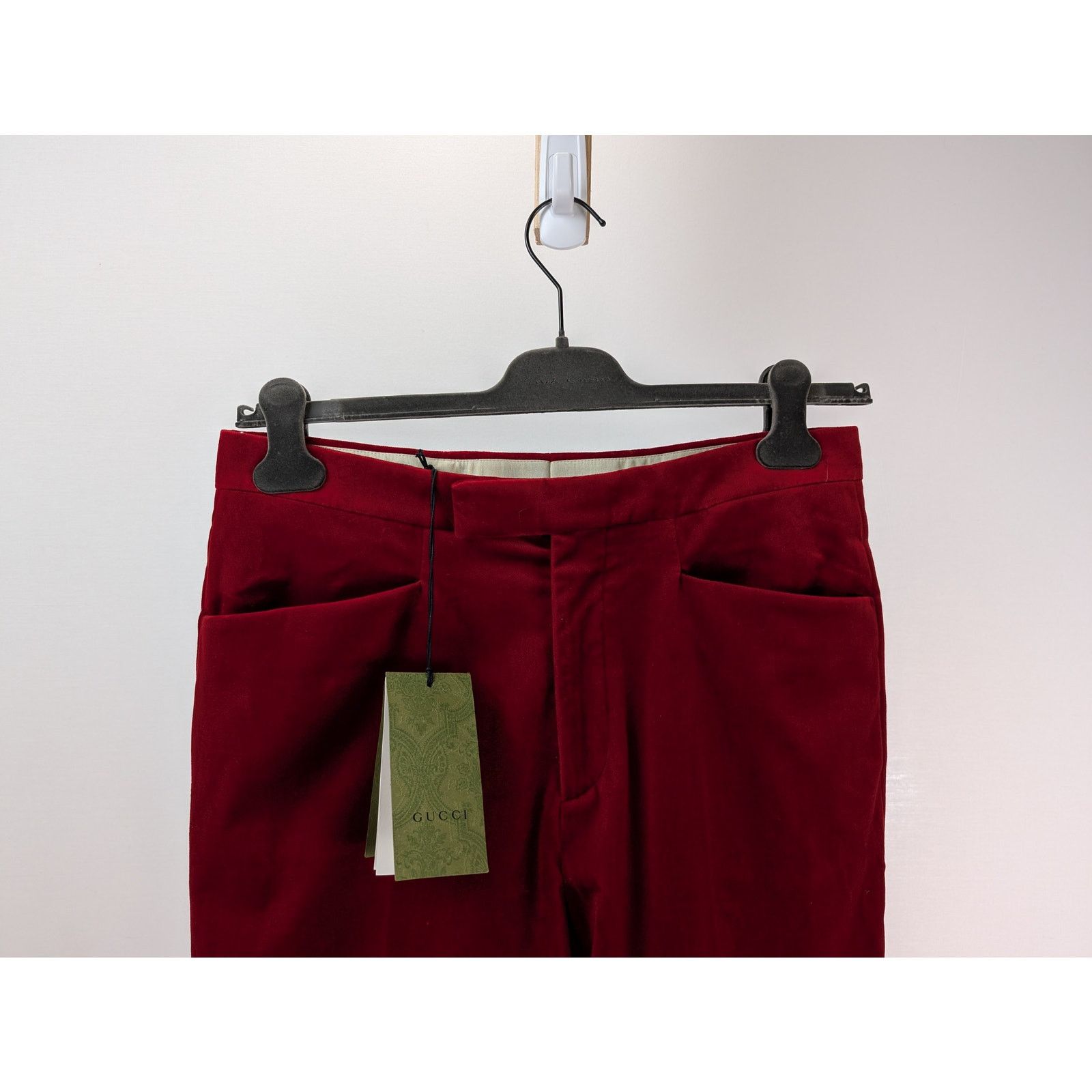 Gucci o1rshd1 Stretch Velvet W/Leather Short Pant in Fire/Mix Size US 32 / EU 48 - 2 Thumbnail