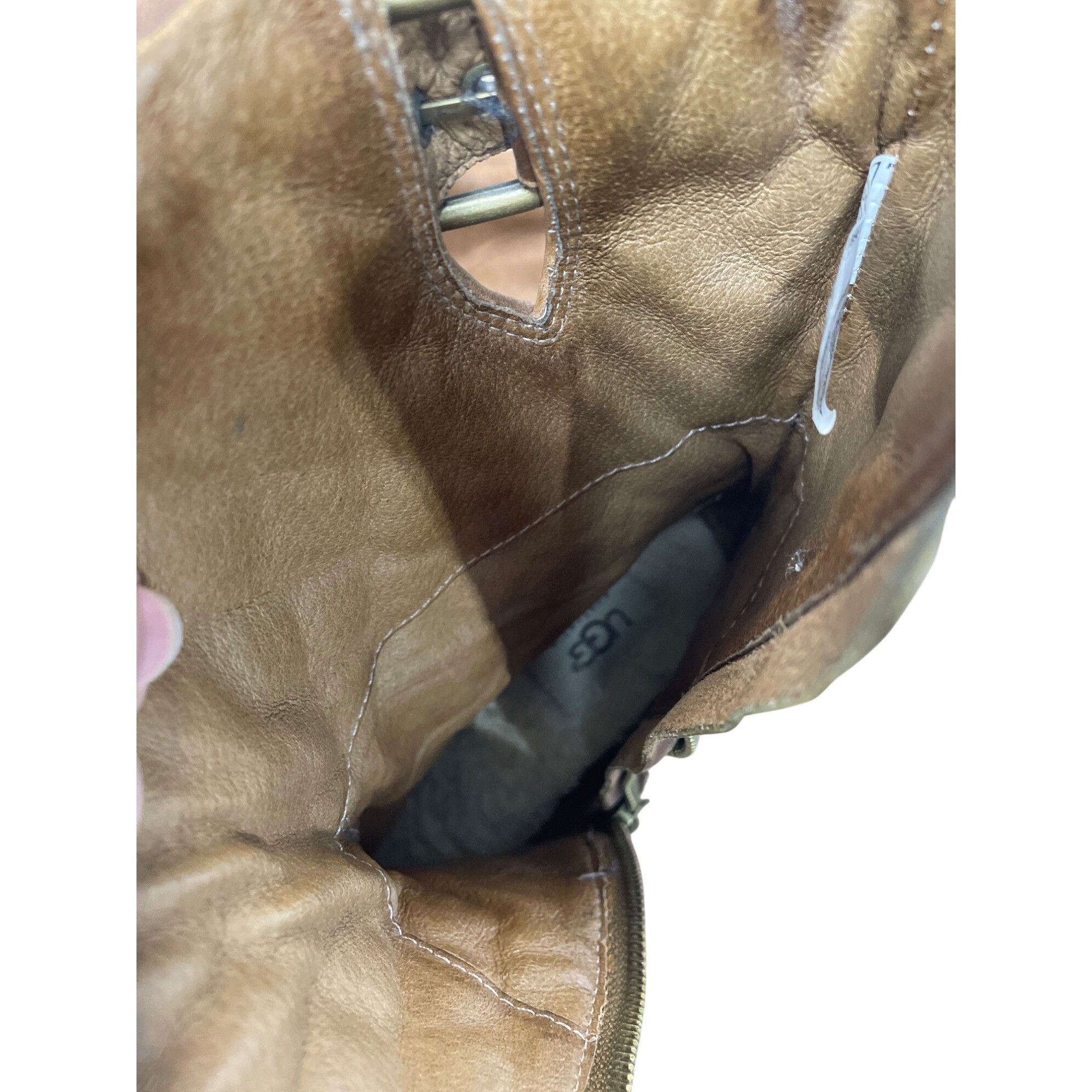 Ugg UGG Womans Brown Leather Moto Quilted Mid Calf Boots Sz 7.5 Size US 7.5 / IT 37.5 - 9 Thumbnail