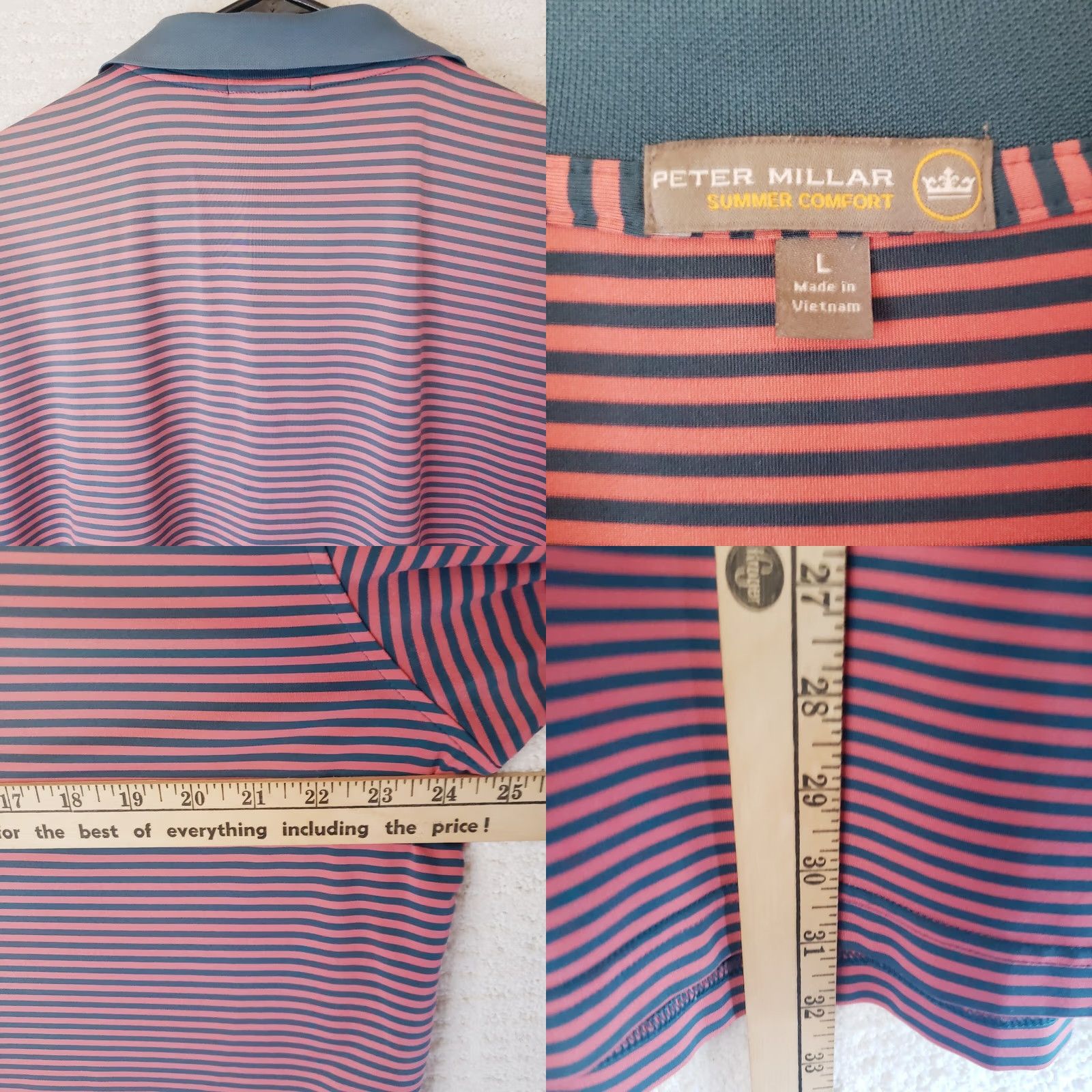 Peter Millar Peter Millar Polo Shirt L Mens Summer Comfort Pink Blue Striped Golf Short Sleeve Size US L / EU 52-54 / 3 - 8 Thumbnail