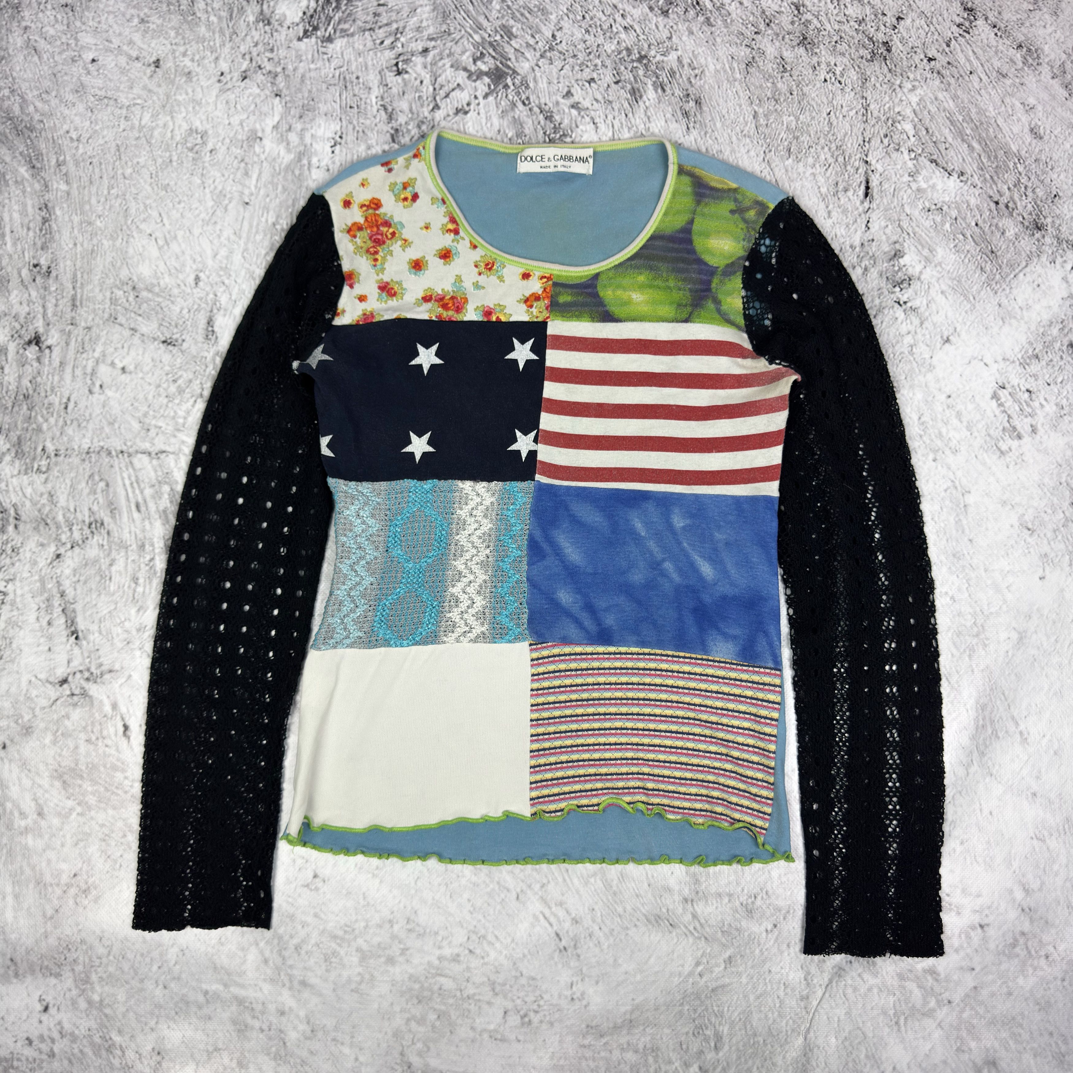Dolce & Gabbana Dolce & Gabbana 1992 USA Flag Patchwork Longsleeve Size S / US 4 / IT 40 - 2 Thumbnail