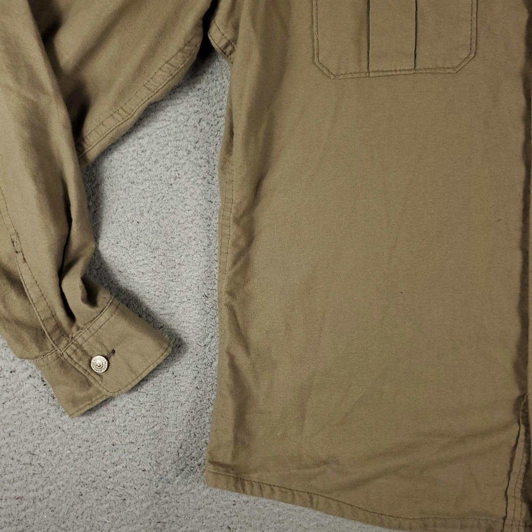 True Religion TRUE RELIGION Shirt Mens 3XL Brown Utility Button Up Long Sleeve Cotton Military Embroidered Pockets Size US XXL / EU 58 / 5 - 3 Thumbnail
