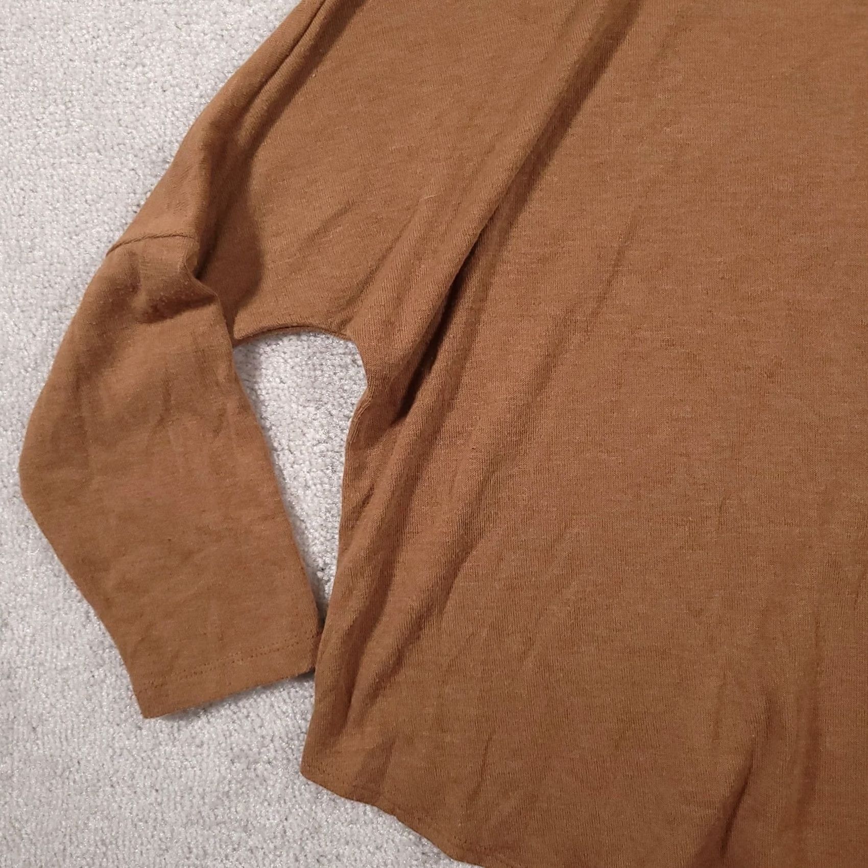 J Brand VINTAGE Slinky Brand Asymmetrical Hem Shirt Women 1X Plus Brown Stretch USA Made Shirt Women Plus Sized T-Shirt Tunic Long Sleeve Casual Size XL / US 12-14 / IT 48-50 - 4 Thumbnail