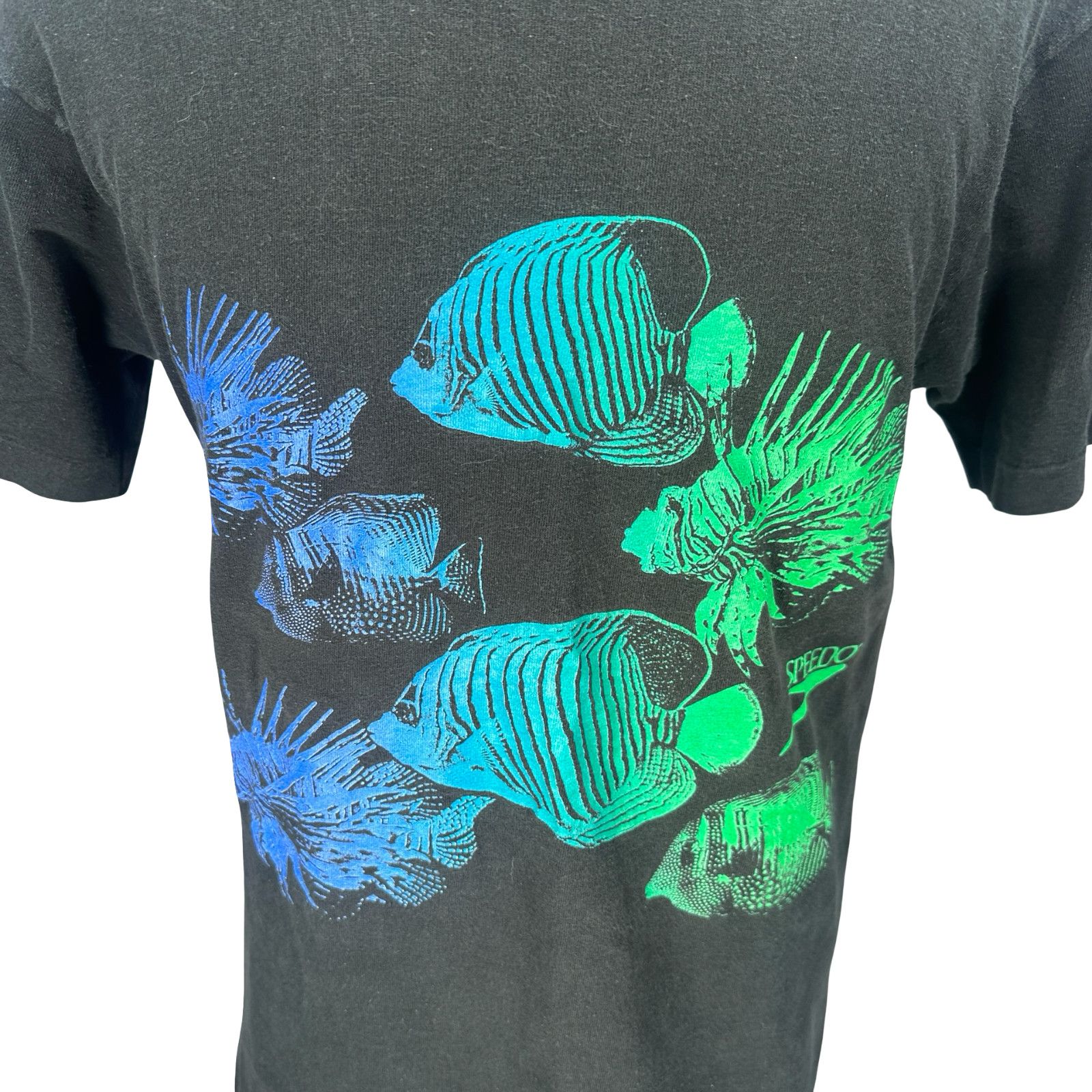Speedo Vintage Speedo T-Shirt Neon Tropical Fish Men’s M Black USA Size US M / EU 48-50 / 2 - 2 Thumbnail