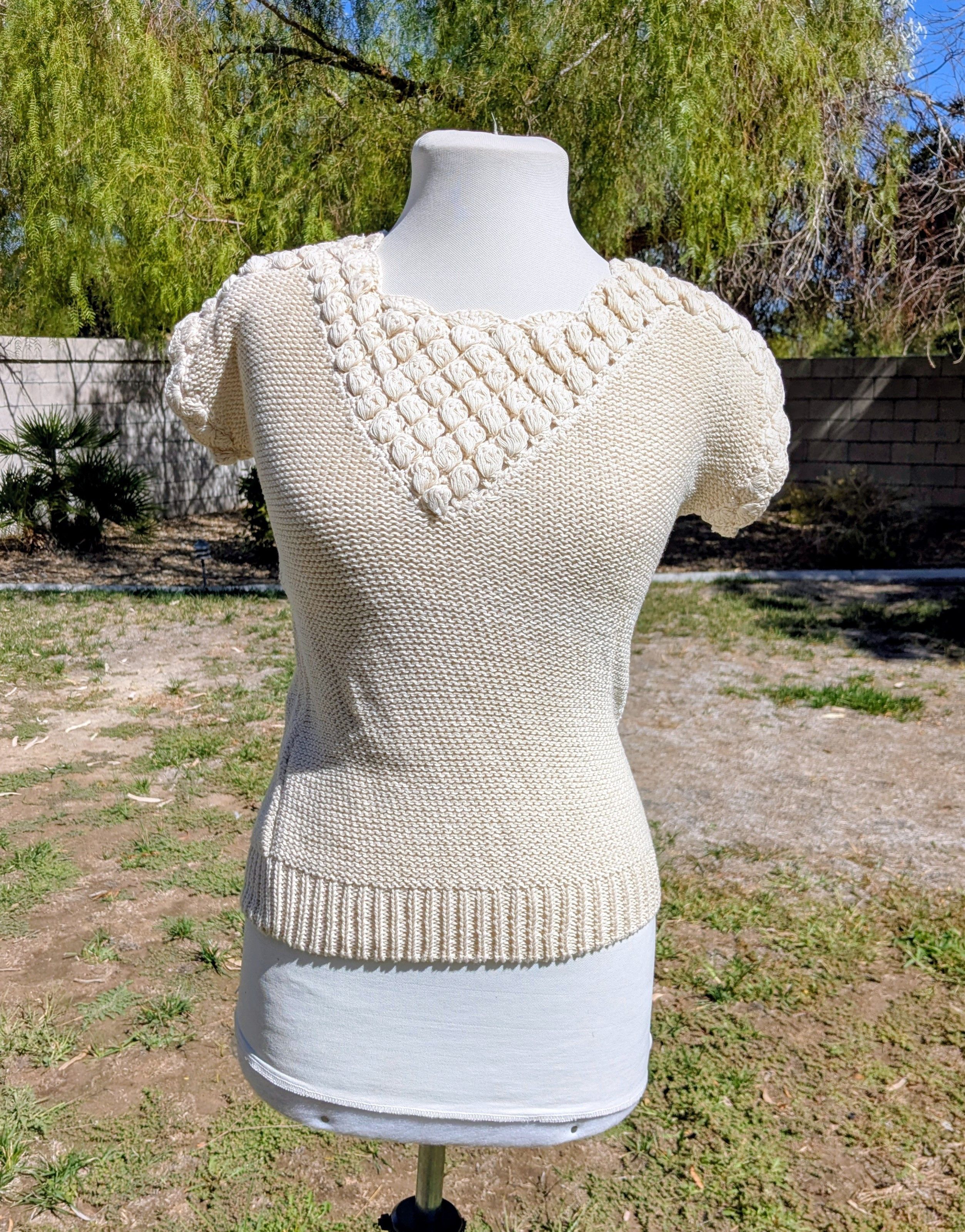 Other VTG Jennifer Reed 1980s Petite Hand Knit Cotton Sweater Top Size M / US 6-8 / IT 42-44 - 1 Thumbnail