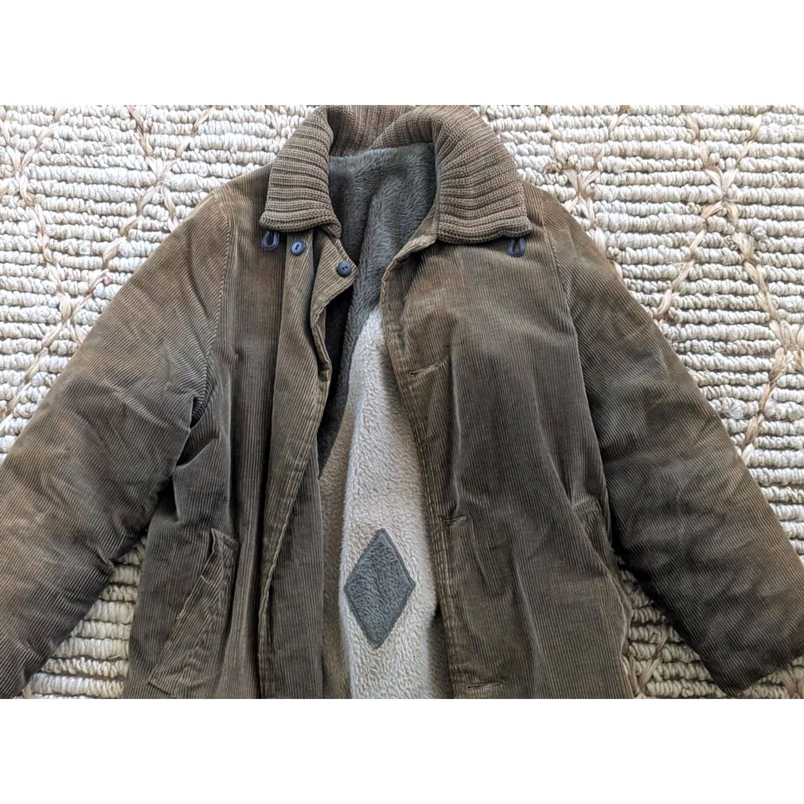 Vintage VINTAGE CAR CLUB coat jacket Mens S corduroy green 38 ROCKABILLY clicker wool woolen 1950s 50s decade Size US S / EU 44-46 / 1 - 4 Thumbnail