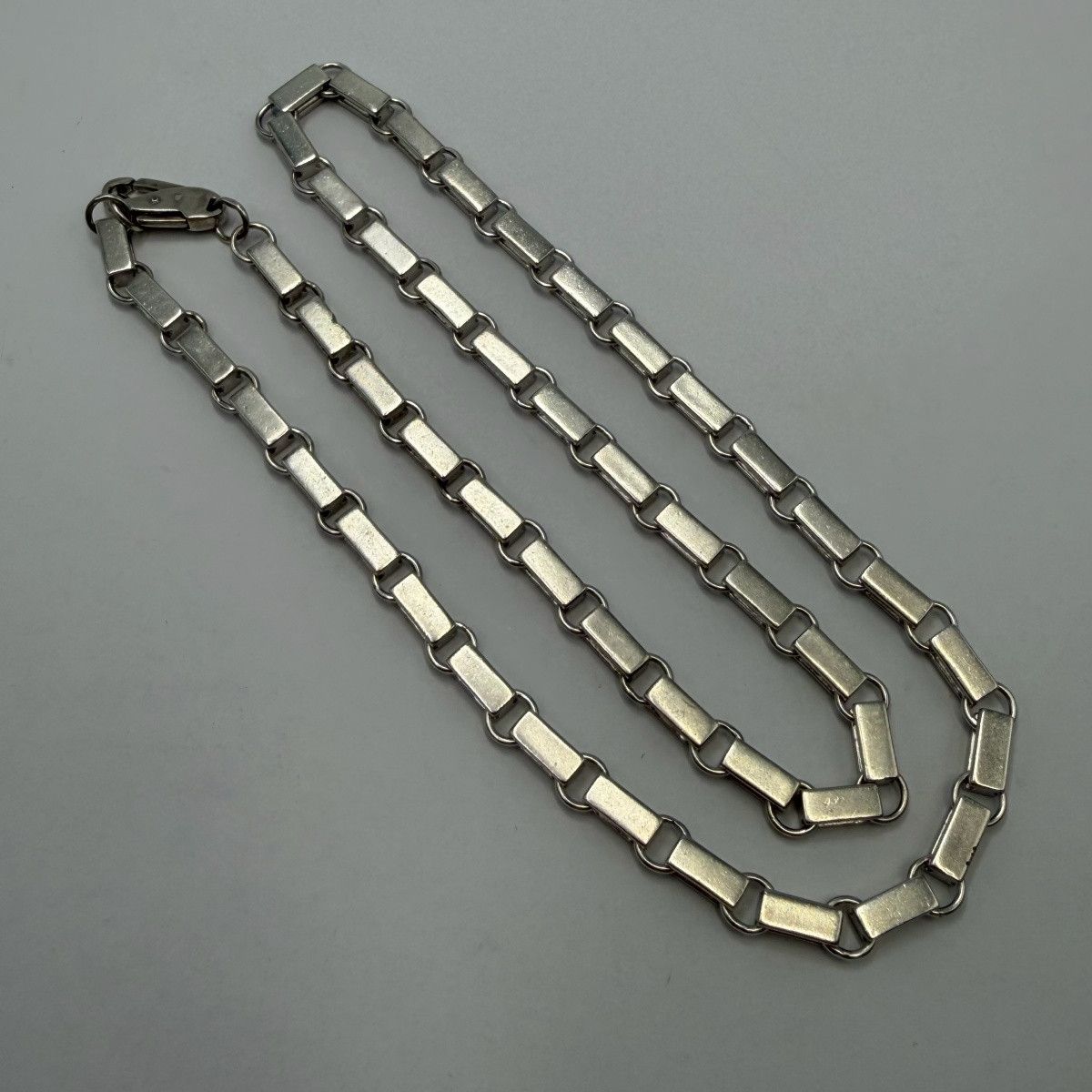 Sterling Silver Heavy Vintage 925 Sterling Silver Bar Link Men's Chain Size ONE SIZE - 3 Thumbnail