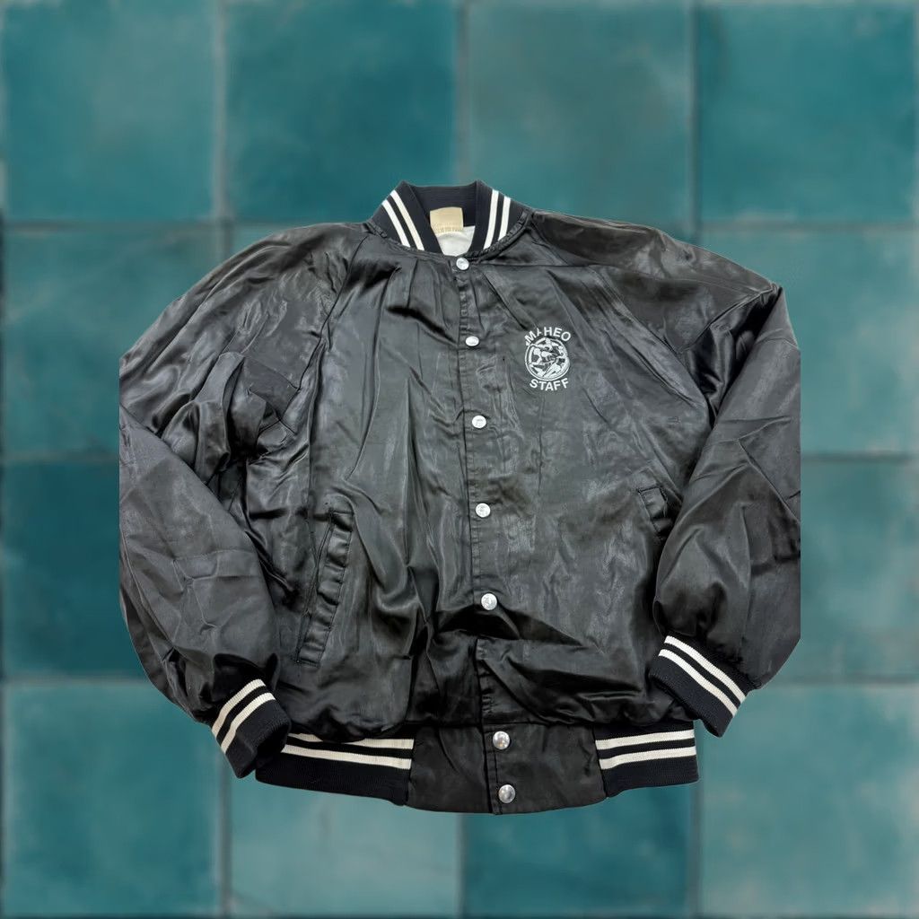 Vintage VINTAGE MAHEO Bomber Jacket Mens Large Black Satin Varsity Soccer Staff 80s Size US L / EU 52-54 / 3 - 1 Thumbnail