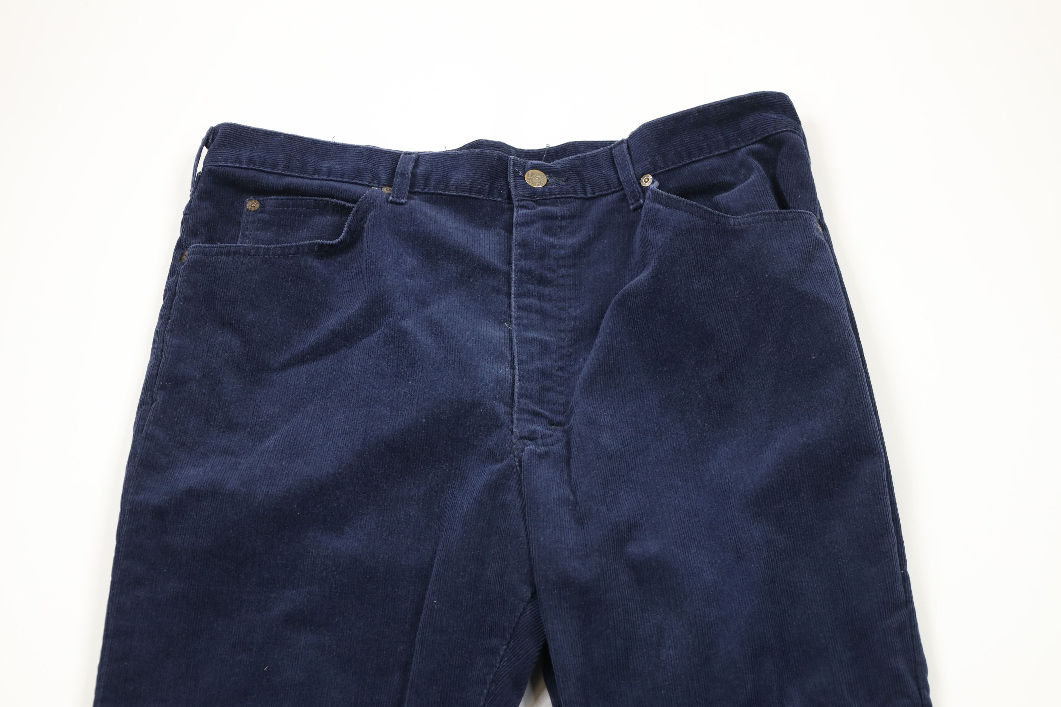 Lee × Vintage Vintage 90s Lee Wide Leg Corduroy Chino Pants Blue USA Size US 36 / EU 52 - 2 Thumbnail