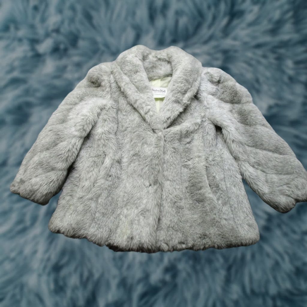 Vintage VINTAGE Saxton Hall Coat Womens Short Gray Fur Lined Collared 12 Plaid? Size 34" / US 12 / IT 48 - 1 Thumbnail
