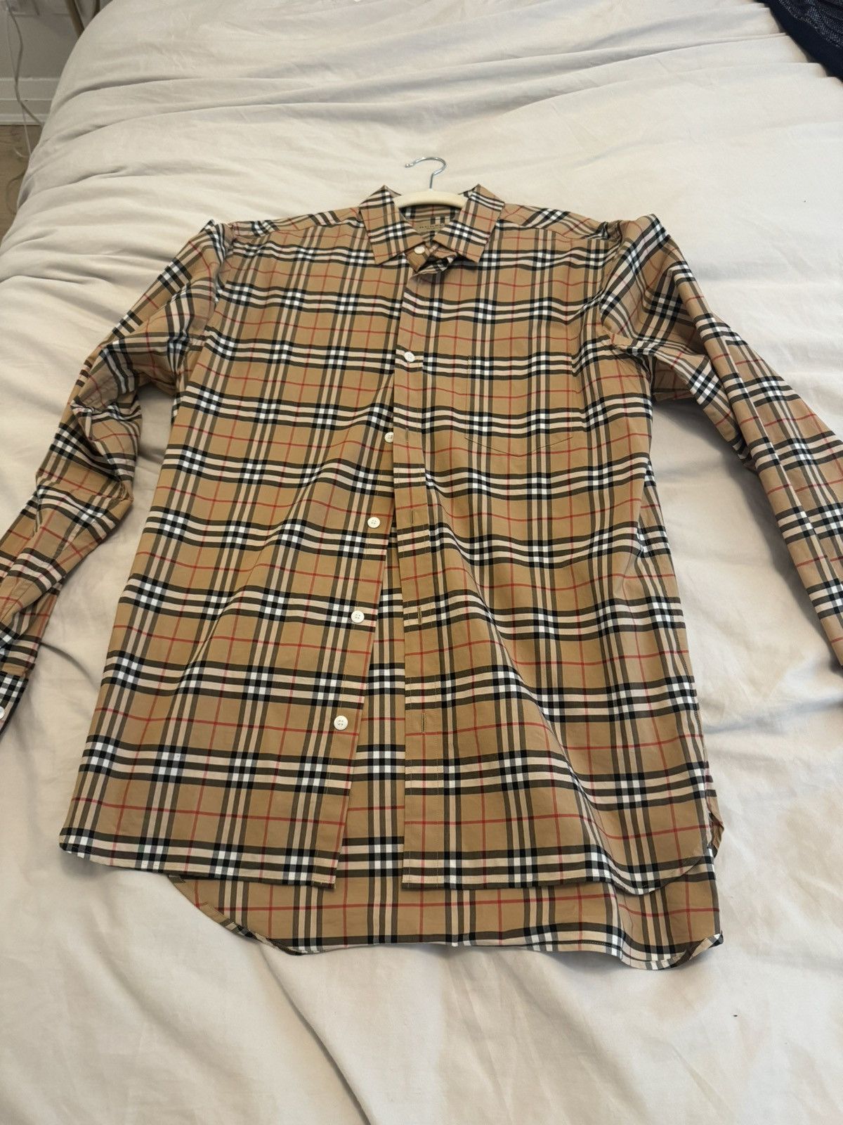 image of Burberry Nova Check Shirt in Gold, Men's (Size Large)