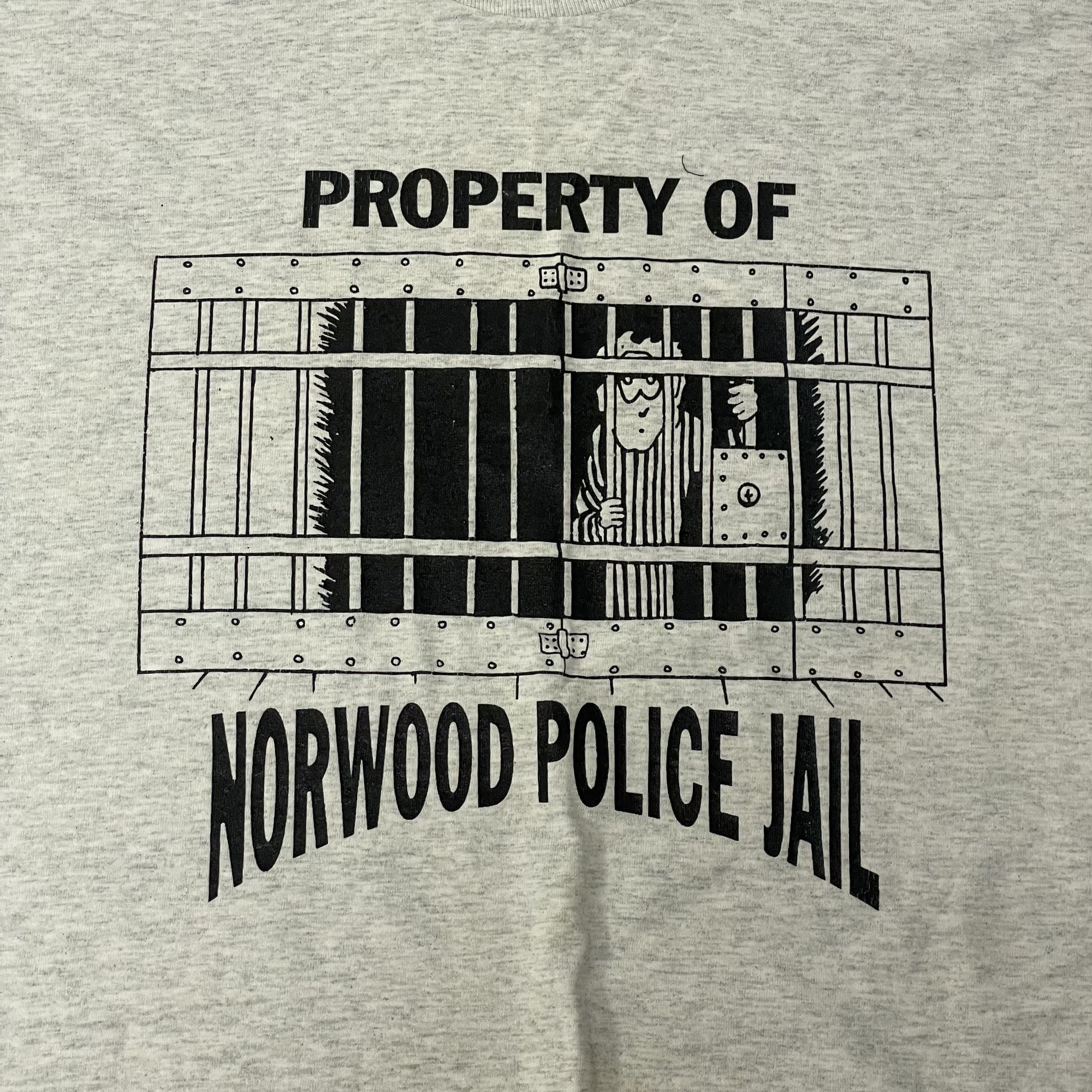 Fruit Of The Loom Vtg BEST HEATHER Property of NORWOOD POLICE JAIL T Shirt Size US XXL / EU 58 / 5 - 2 Thumbnail
