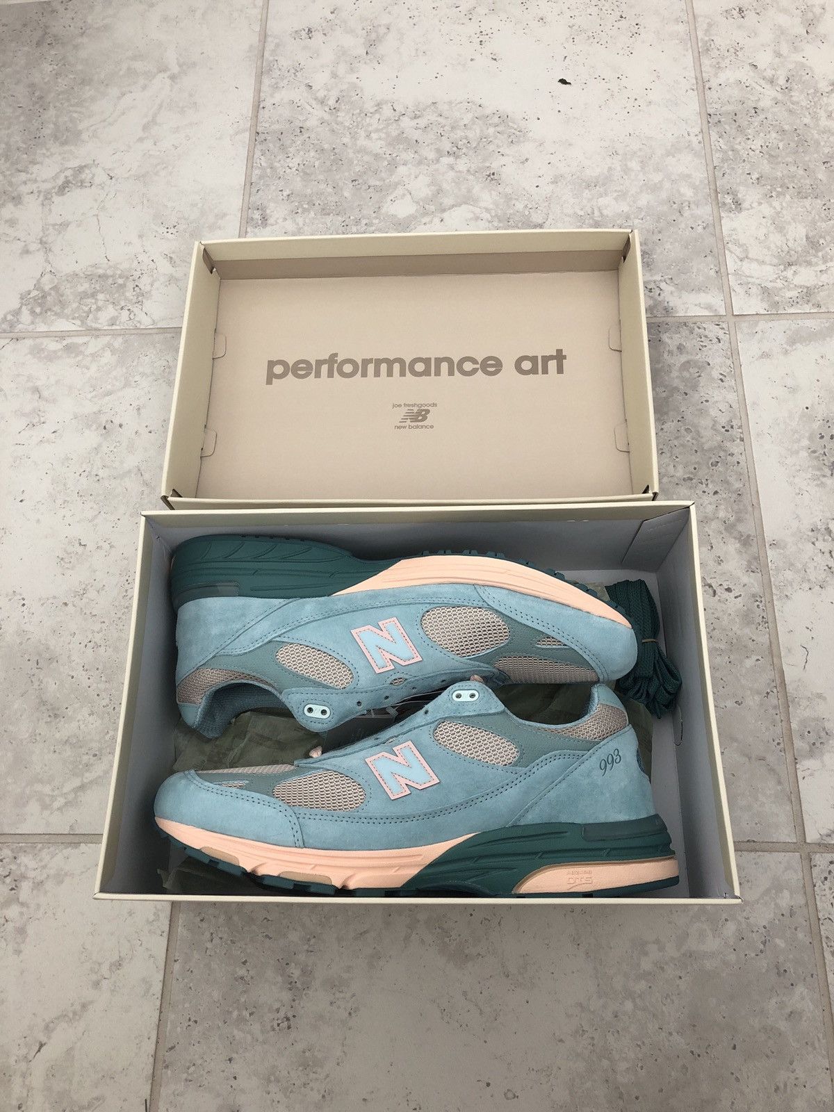 image of Joe Freshgoods X New Balance 993 Performance Art Shoes in Blue, Men's (Size 14)