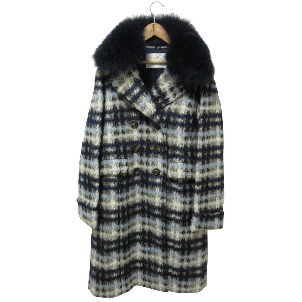 Other Other GRACE Class Mohair Alpaca Blend Fox Fur Check Double Breasted Coat Others Outerwear DUTY FREE for USA Size ONE SIZE - 1 Thumbnail