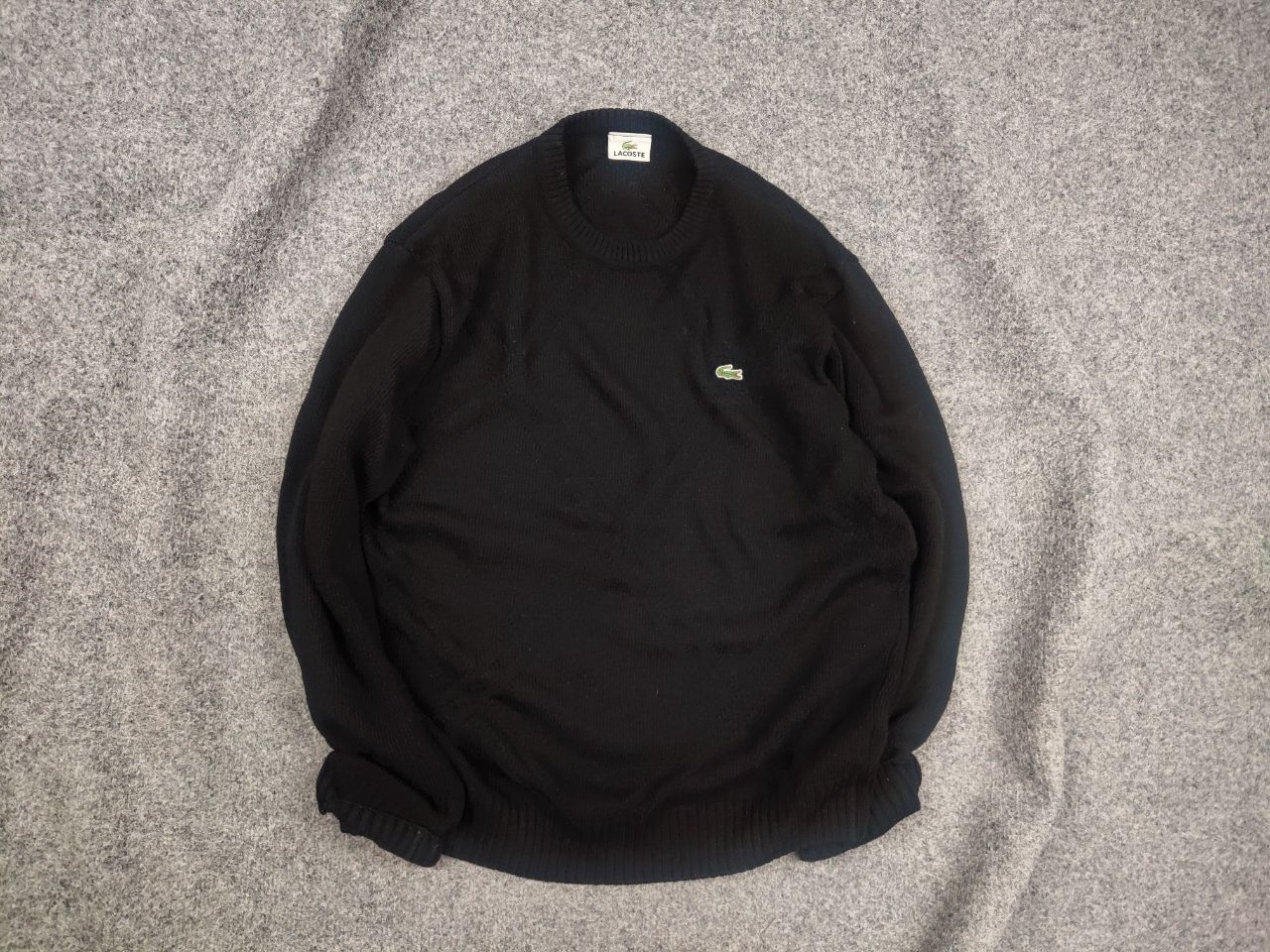 Lacoste Vintage 90's Lacoste All Black Logo Textured Sweater Jumper Size US M / EU 48-50 / 2 - 1 Thumbnail