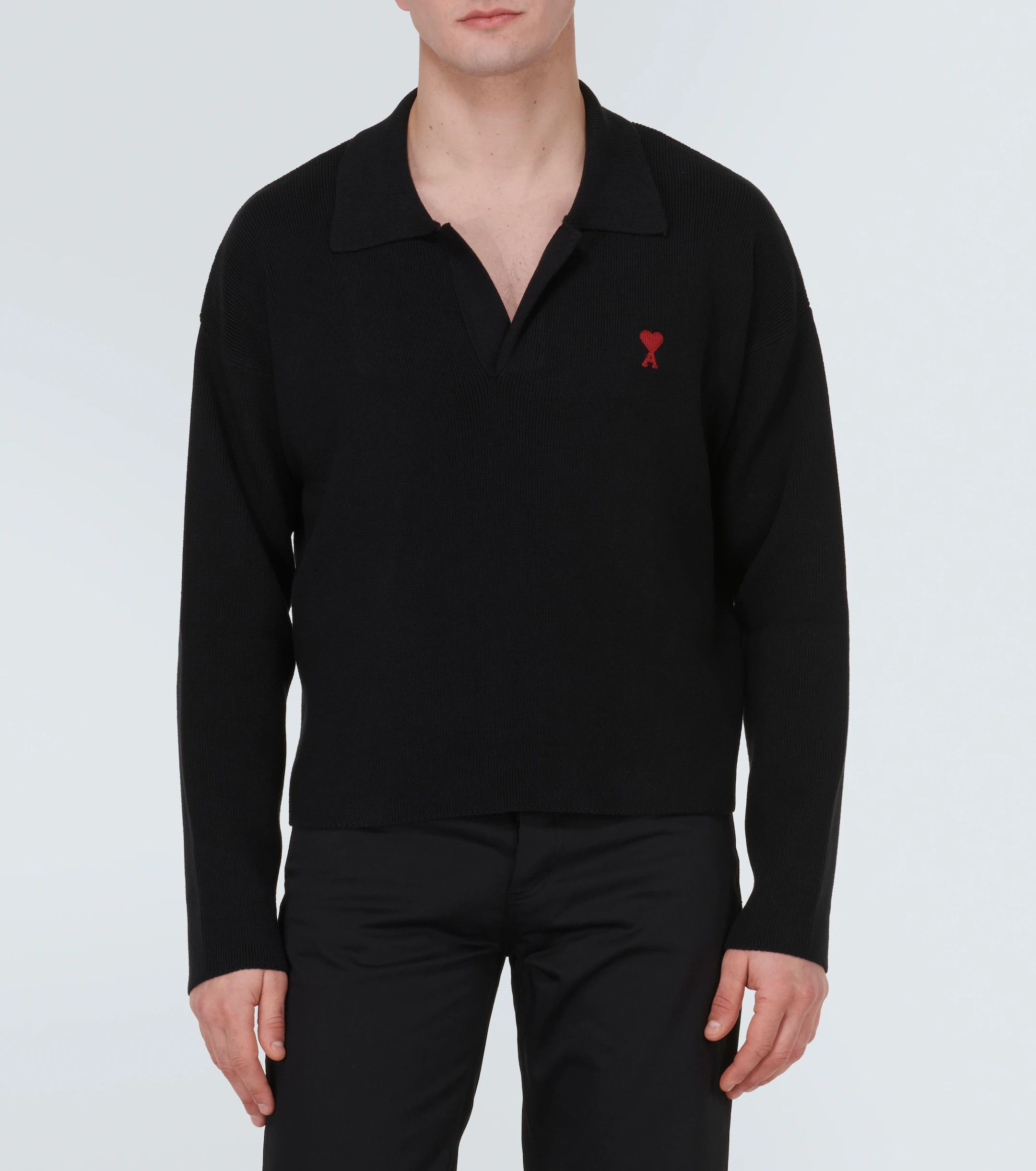 AMI Ami Paris - Ami De Cœur cotton-blend cropped polo Size US S / EU 44-46 / 1 - 2 Thumbnail