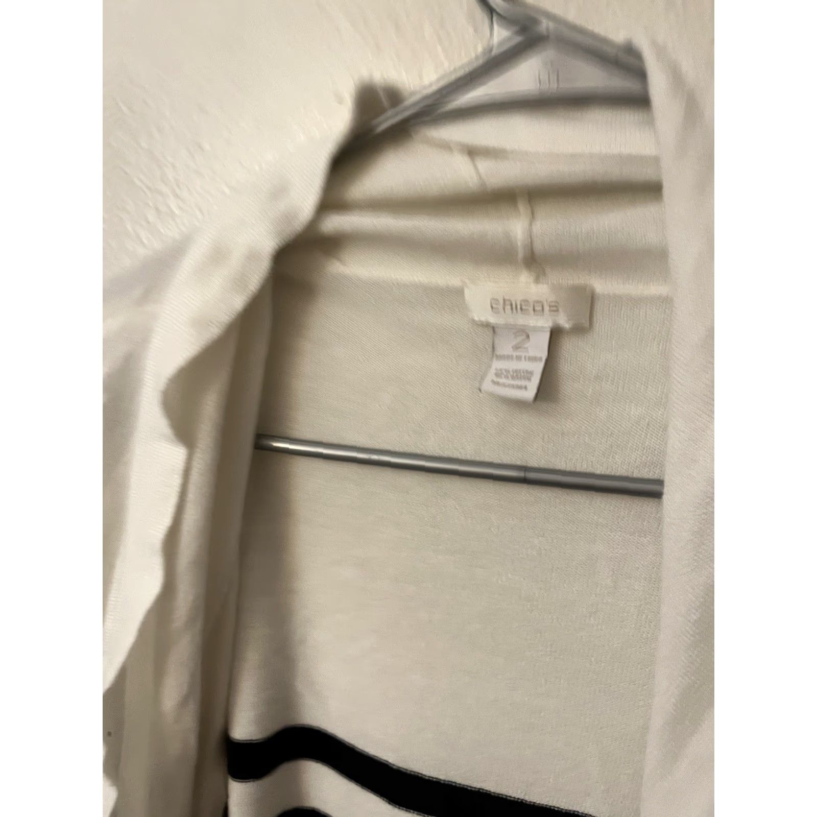 Vintage Chico’s Cardigan Sweater Open Front Striped Lightweight Ivory Black Size 2 Womens Size XS / US 0-2 / IT 36-38 - 3 Thumbnail
