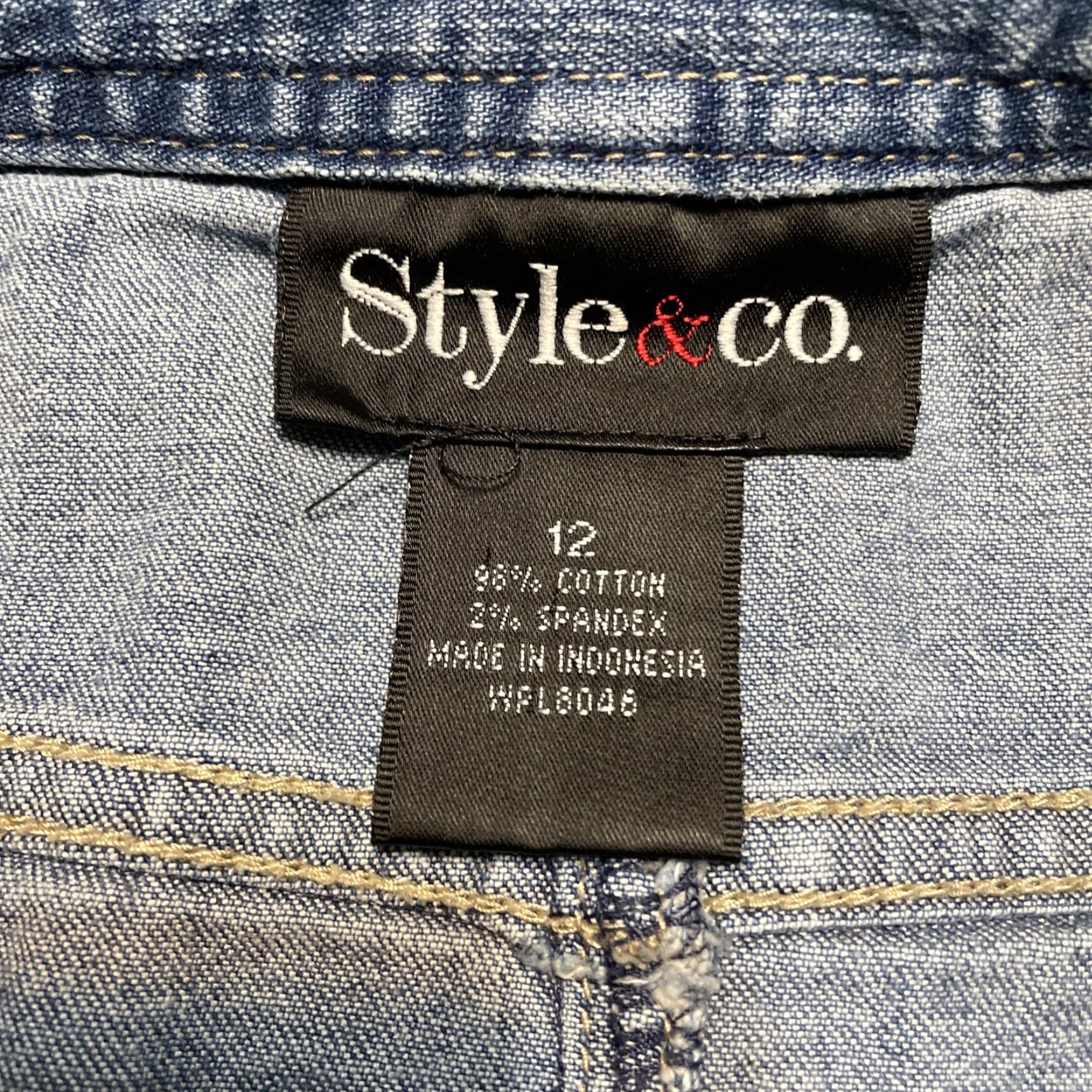 Vintage VINTAGE Style&co Women's Denim Midi Skirt Cotton Blend A-Line 12 Blue Pockets Size 34" / US 12 / IT 48 - 2 Thumbnail