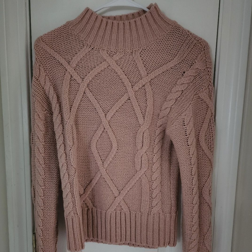 Gap GAP Long Sleeve Pink Cable High Neck Mock Sweater Size XS Size XS / US 0-2 / IT 36-38 - 1 Thumbnail