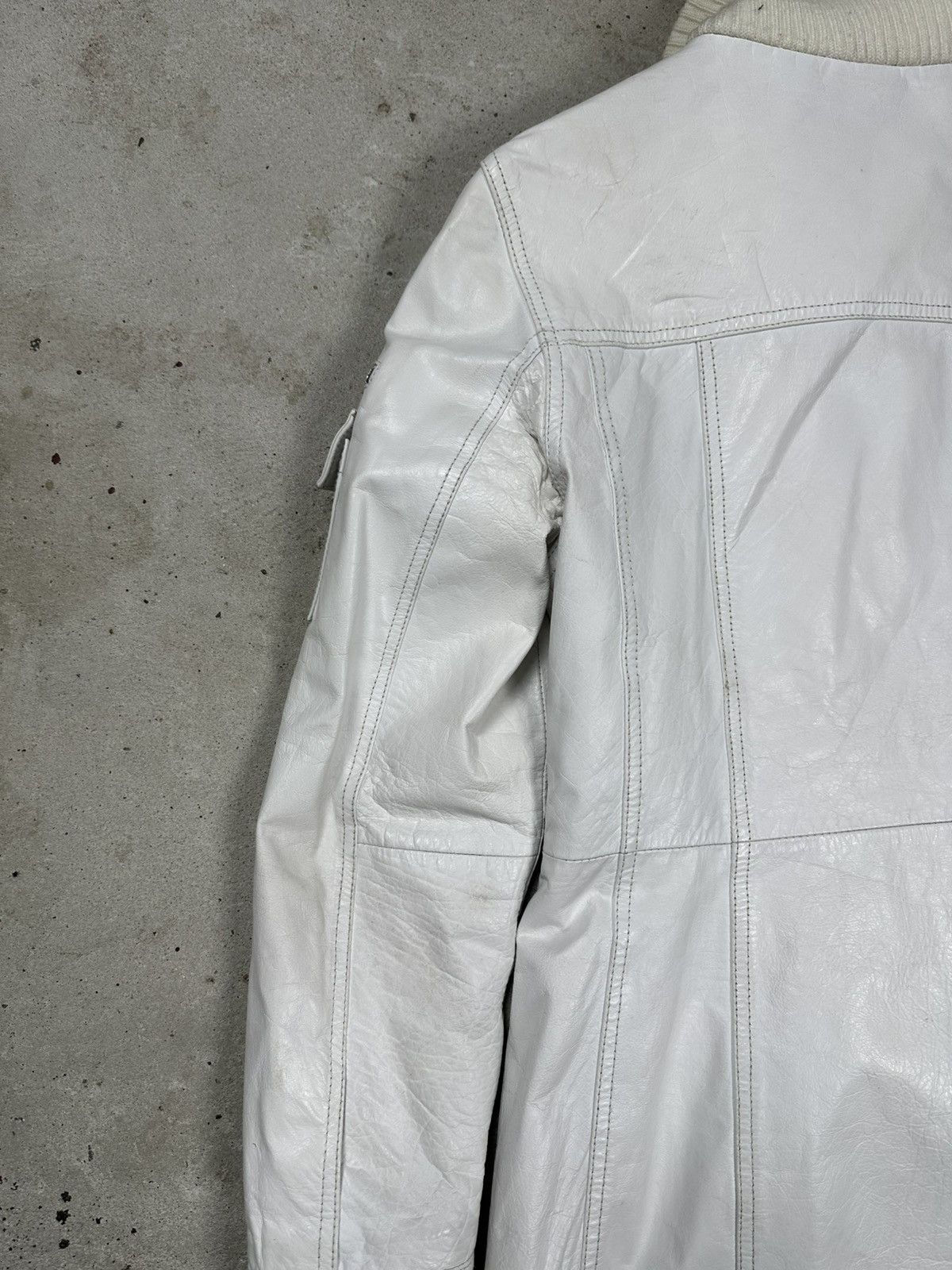 Japanese Brand Vintage Y2K Real Leather White Utility Coat Jacket Size M / US 6-8 / IT 42-44 - 16 Thumbnail