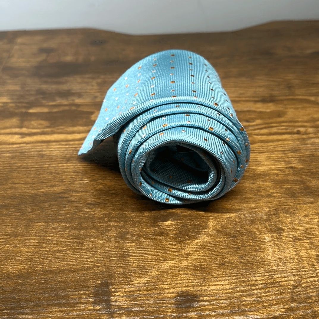 Egara EGARA Tie Men Blue Orange Dot 100% Silk Necktie NEW, One Size, 60" Length, 3" Width, Blue, Necktie, Mens, Silk Tie Size ONE SIZE - 2 Thumbnail
