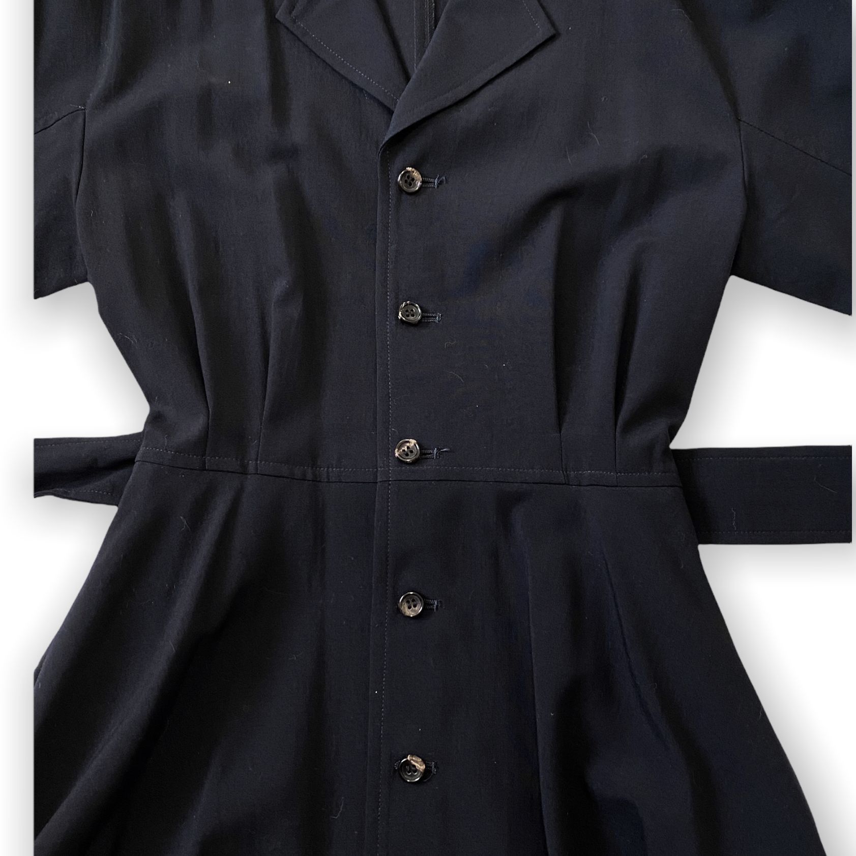 Comme des Garcons Comme des Garçons Tricot AD1991 Navy Wool Belted Midi Dress Size S / US 4 / IT 40 - 5 Thumbnail