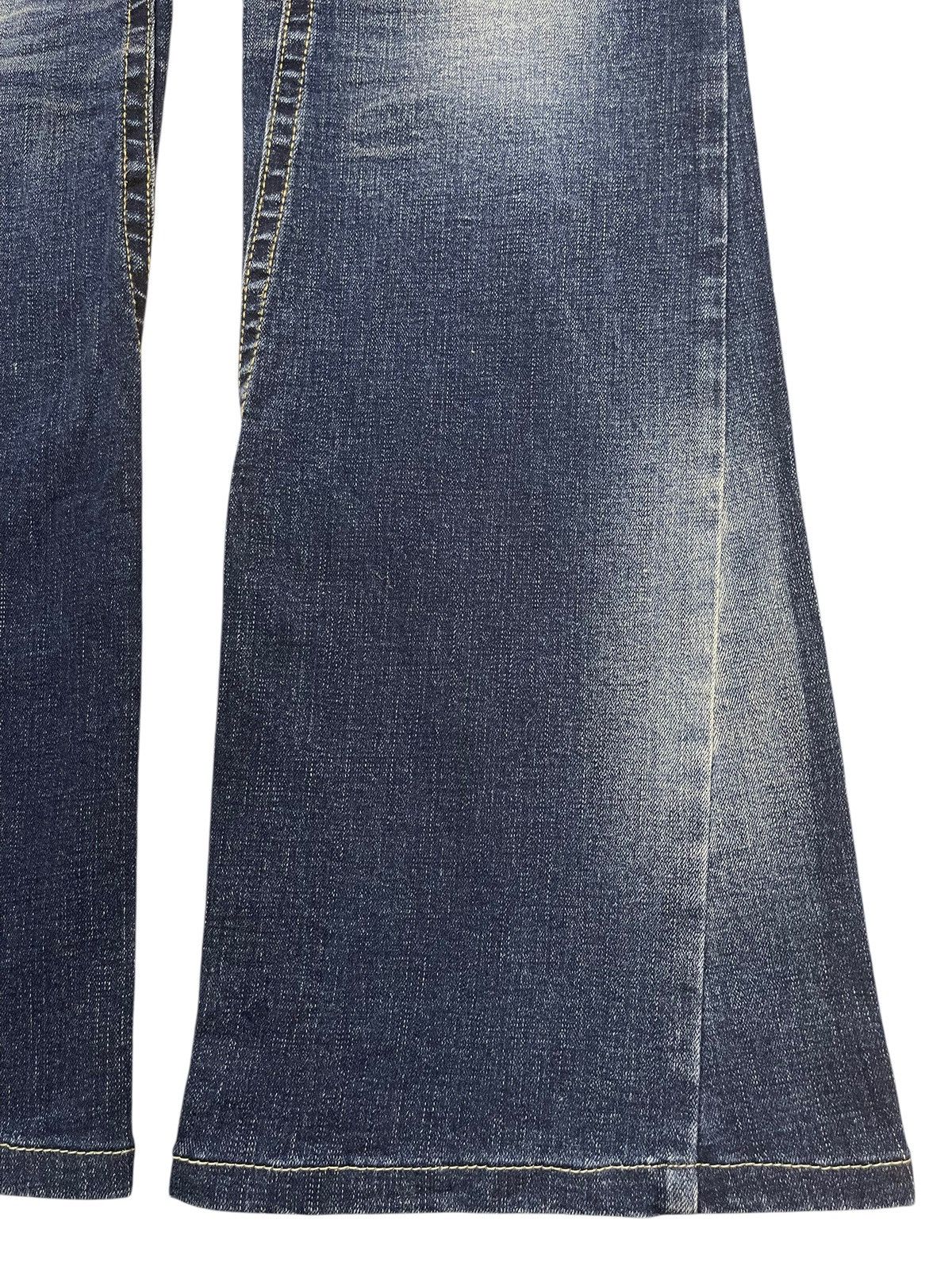 If Six Was Nine Vintage Y2K Lolita Faded Wash Whiskers Spiral Wide Leg Flare Size US 33 - 8 Thumbnail