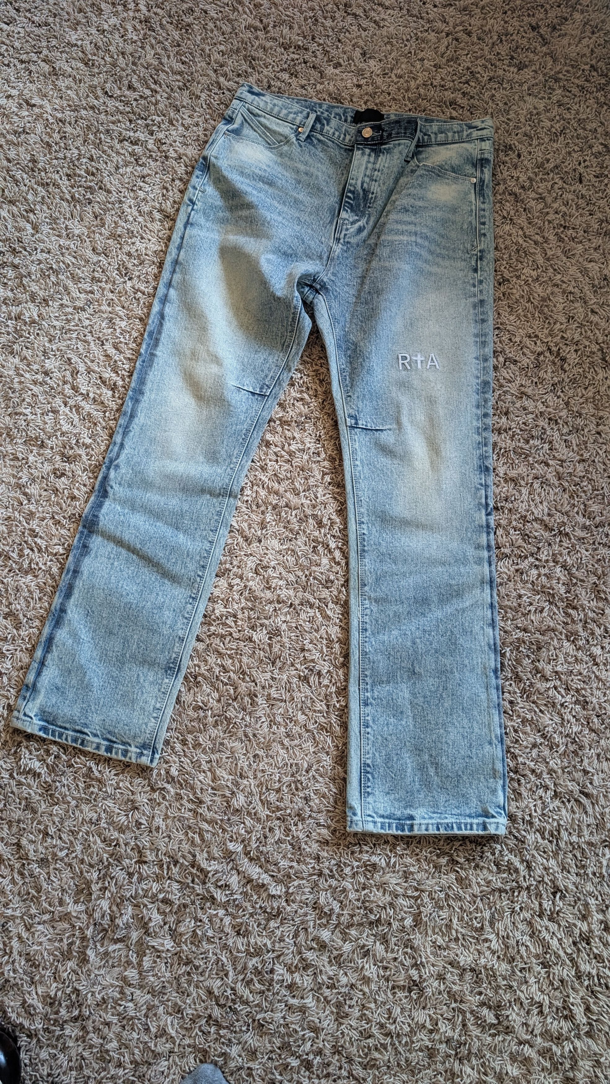 Rta RtA Mens Denis Faded Wash Flared Jeans Blue $245 Size 34🔥🔥 Size US 34 / EU 50 - 1 Thumbnail
