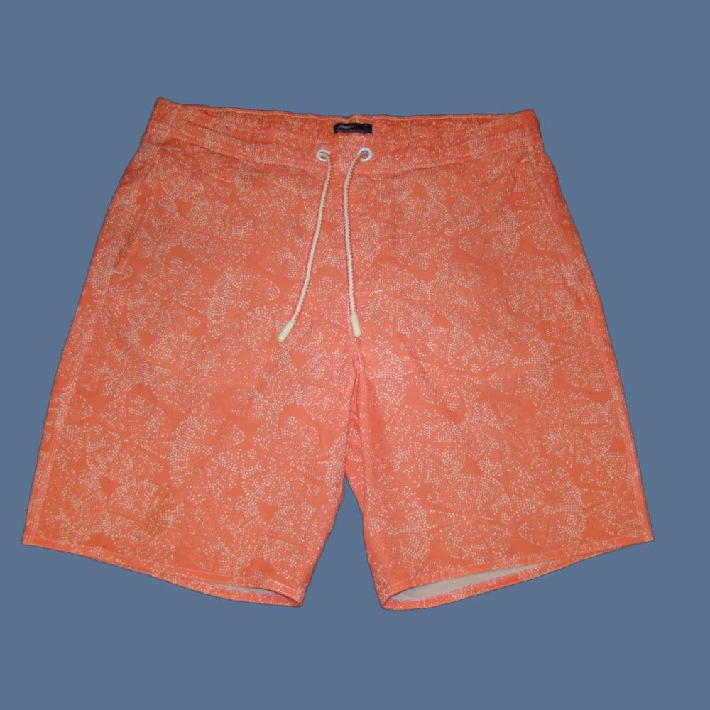 johnnie-O Johnnie-O Mens Surf Shorts Trunks Board Swim Half Elastic Drawstring M Orange White Geometric 90s? Wait 90s not in original. Remove. Size US 31 - 1 Thumbnail