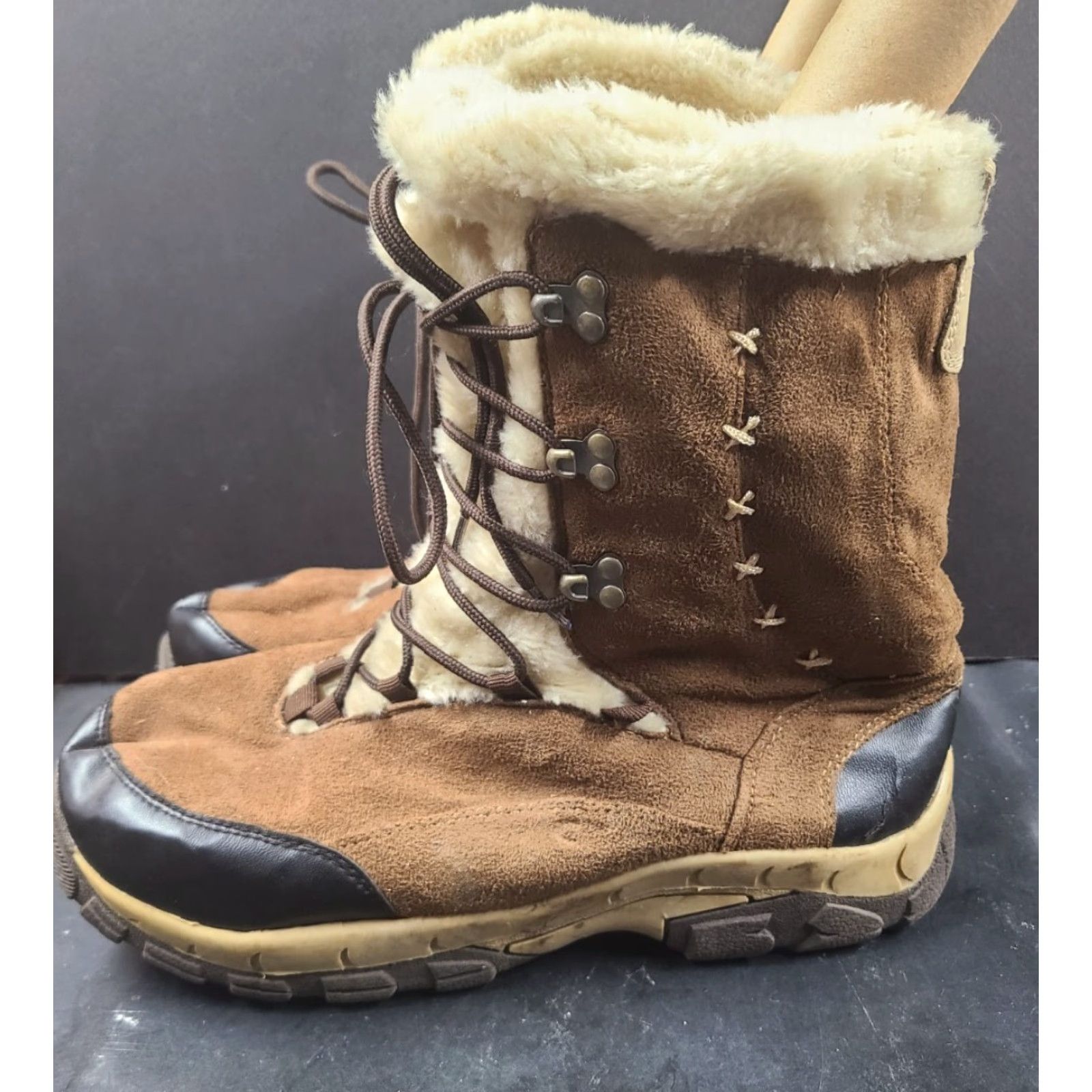 Vintage ITASCA Boot Womens Size 11 Brown Faux Fur Lace Up Mid Calf Winter Snow Boot Mens? Women Size US 11 / IT 41 - 4 Thumbnail