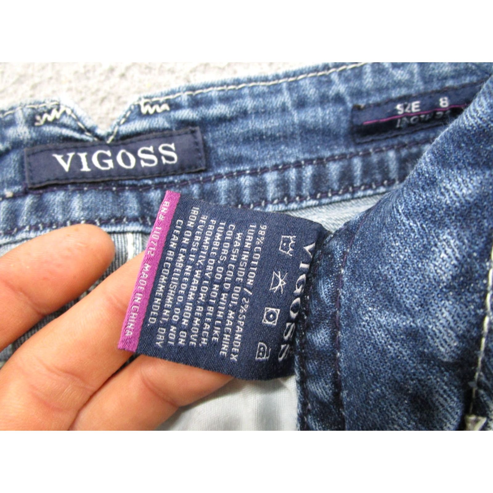 Vintage Vtg Y2K Vigoss Chelsea Straight Leg Stretch Denim Jeans 8x33 Blue Cotton 5-Pocket Women Mens? Size 30" / US 8 / IT 44 - 6 Thumbnail